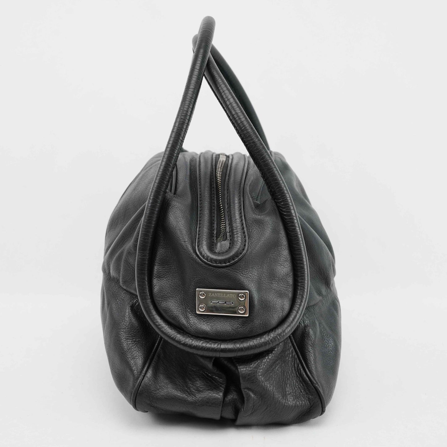 Zanellato Black Leather Satchel Bag with Tassel Detail – Made in Italy (circa 2010s)