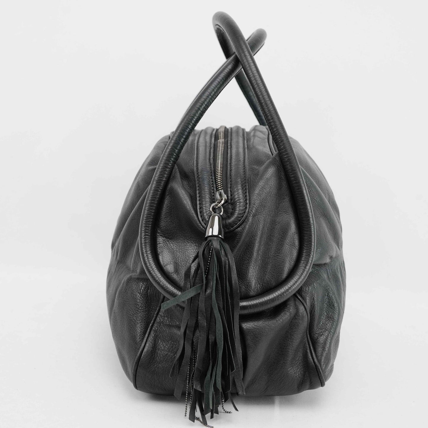 Zanellato Black Leather Satchel Bag with Tassel Detail – Made in Italy (circa 2010s)