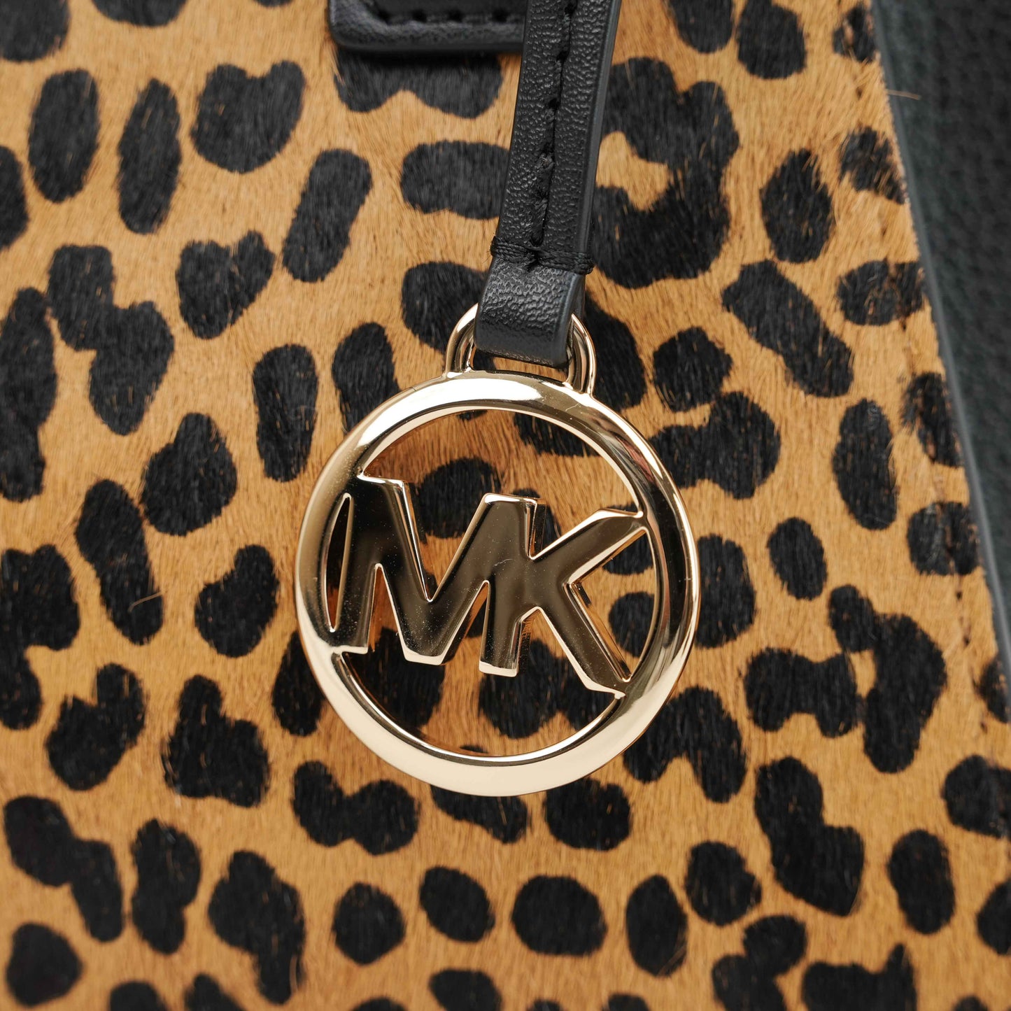 Michael Kors Mercer Gallery Small Leopard Print & Black Leather Satchel Bag