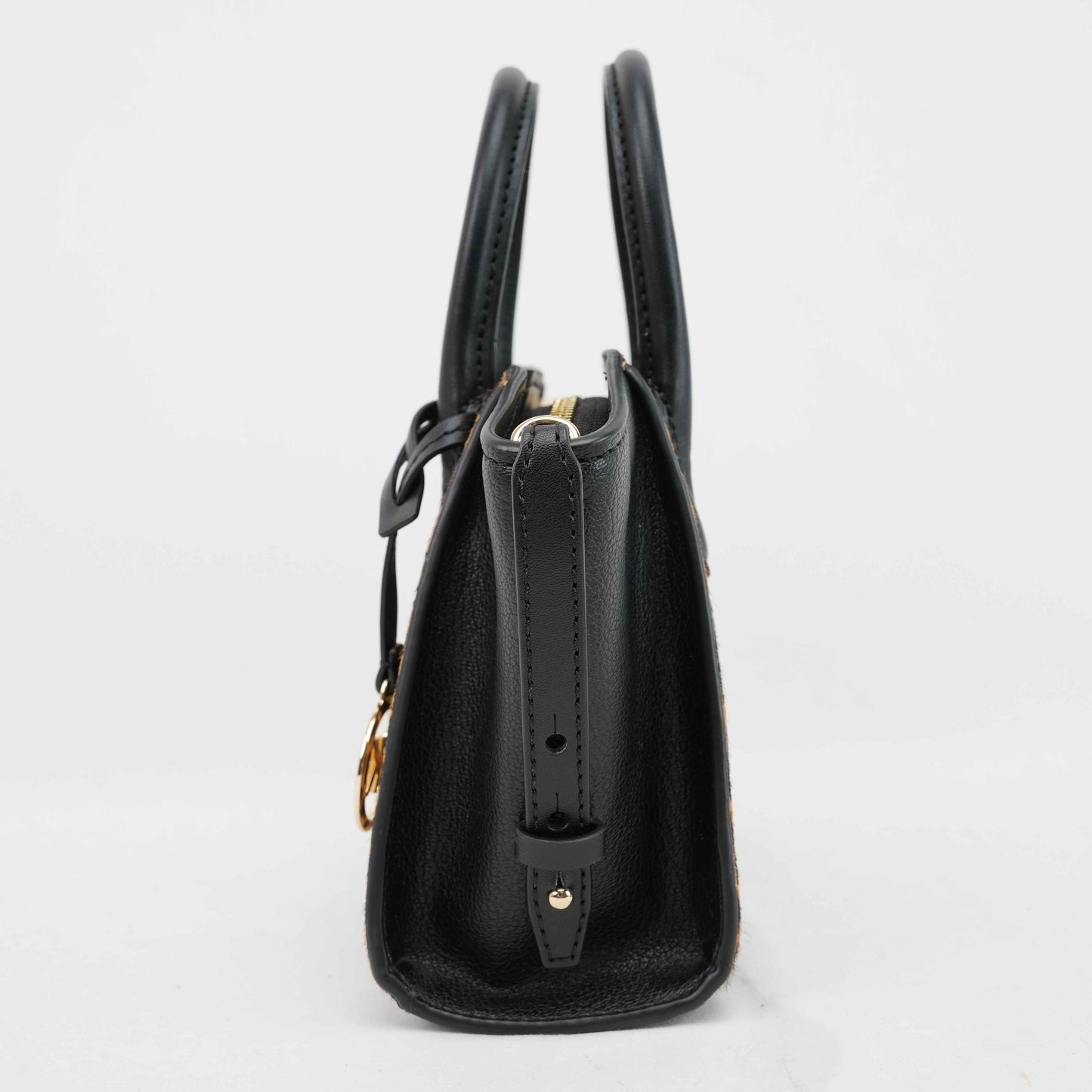 Michael Kors Mercer Gallery Small Leopard Print & Black Leather Satchel Bag