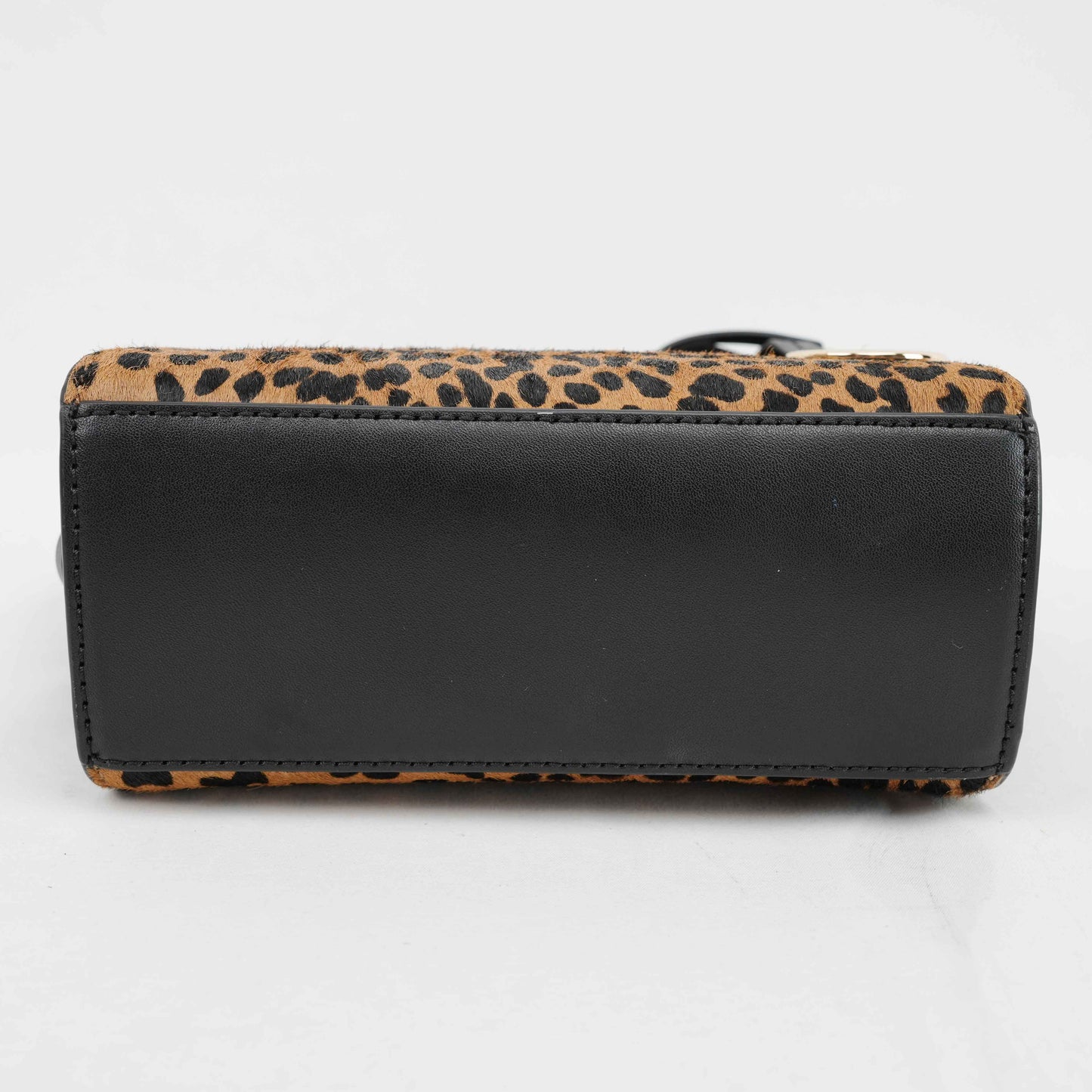 Michael Kors Mercer Gallery Small Leopard Print & Black Leather Satchel Bag