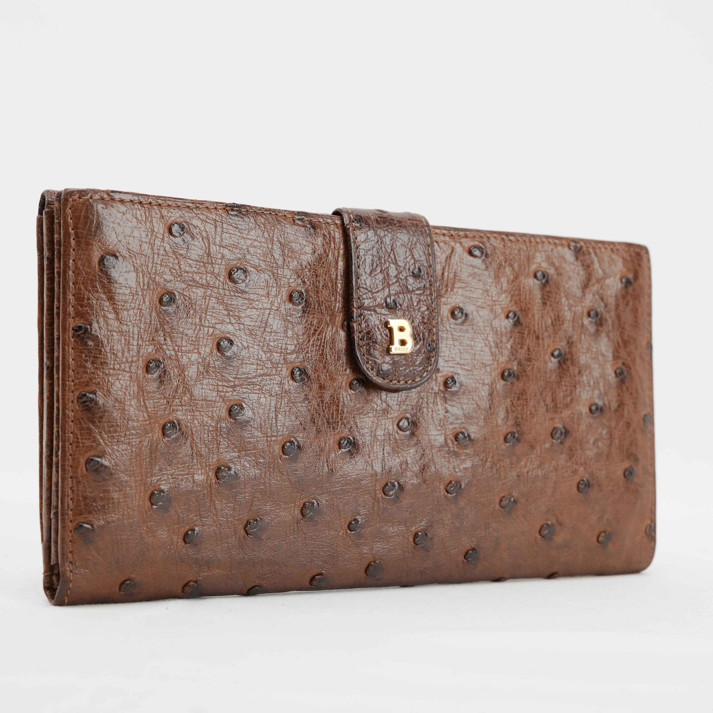 Bally Brown Ostrich Leather Long Wallet – Made in Germany