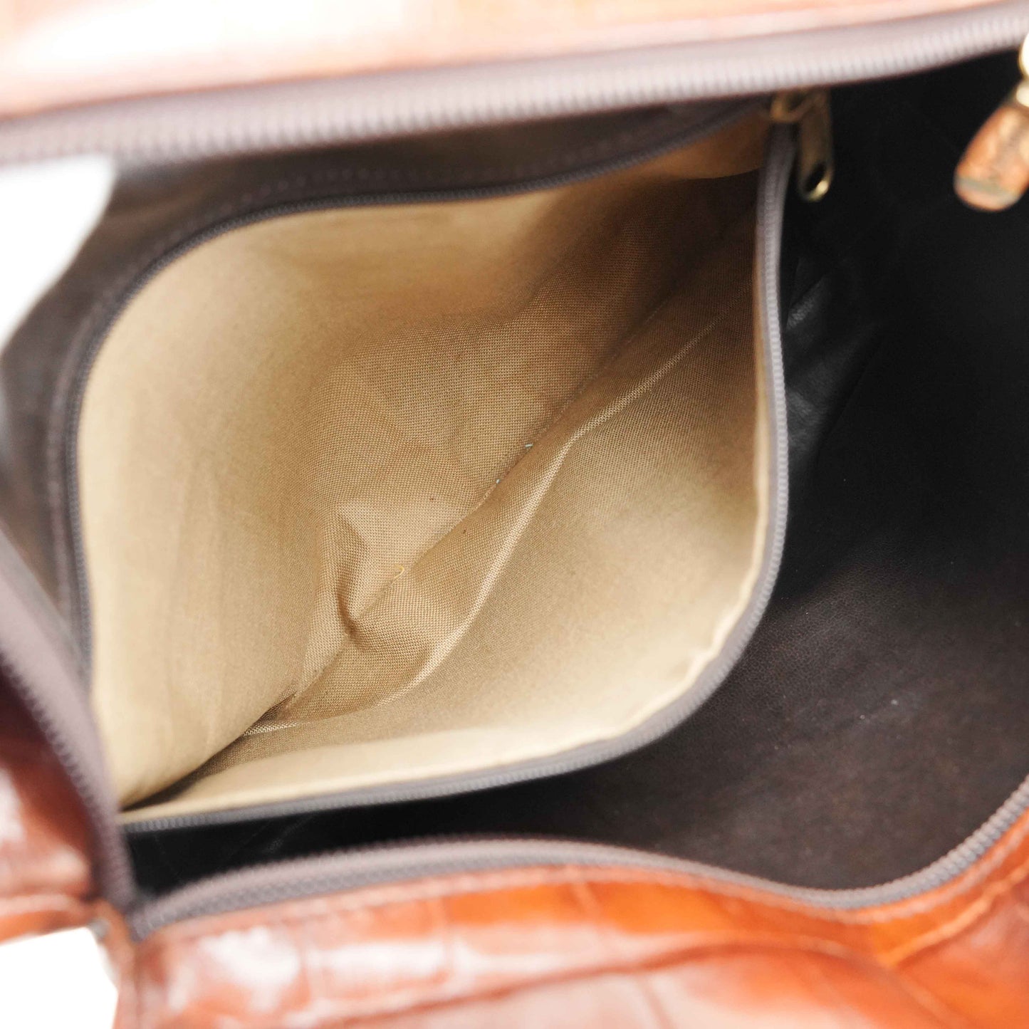 Bally Vintage Crocodile-Embossed Leather Clutch Bag – Brown – Made in Italy