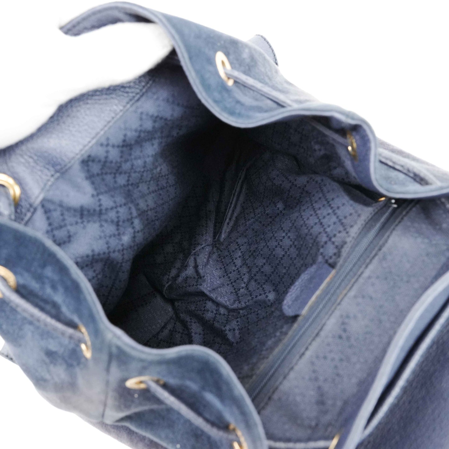 Gucci Vintage Bamboo/Leather & Suede Backpack in Navy Blue