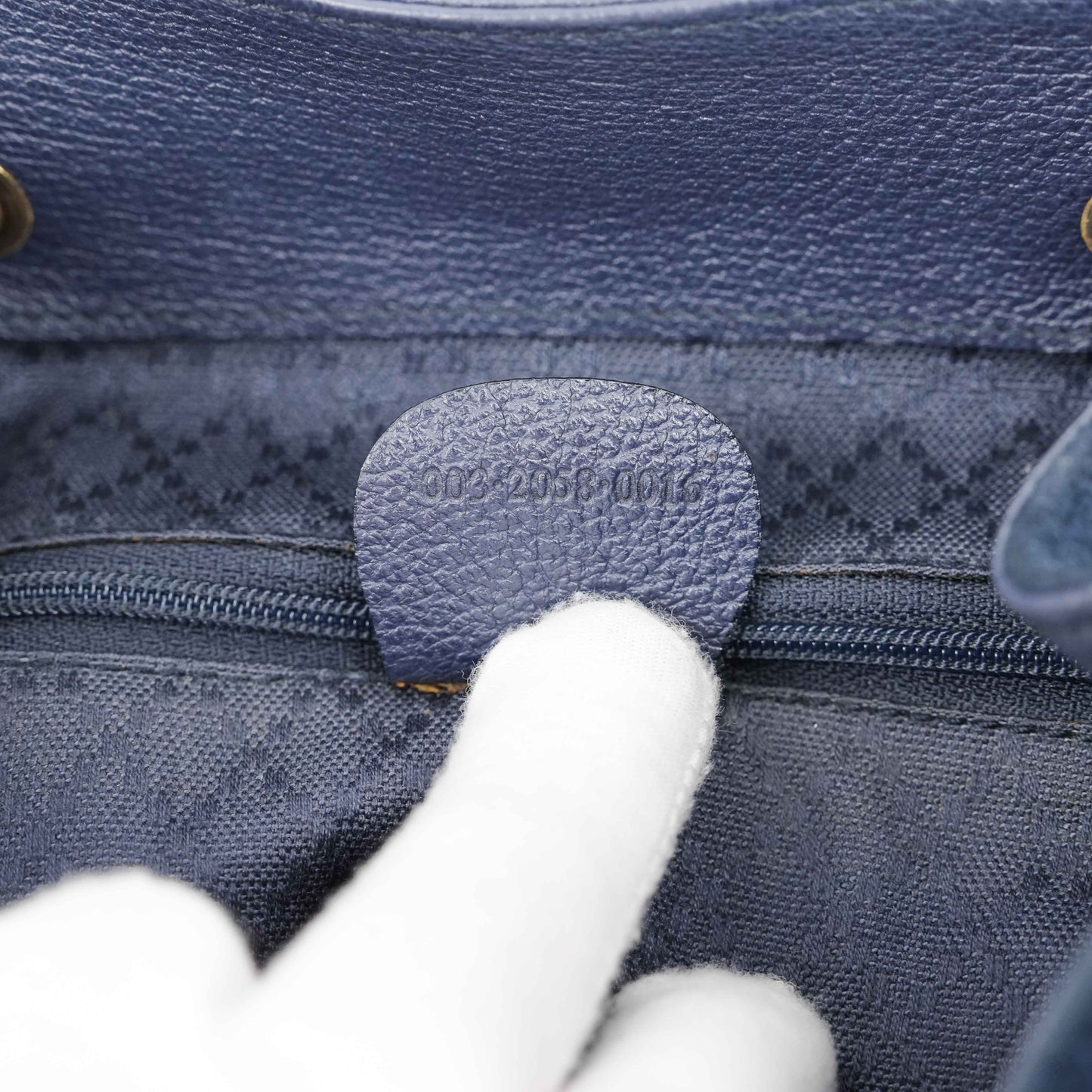 Gucci Vintage Bamboo/Leather & Suede Backpack in Navy Blue