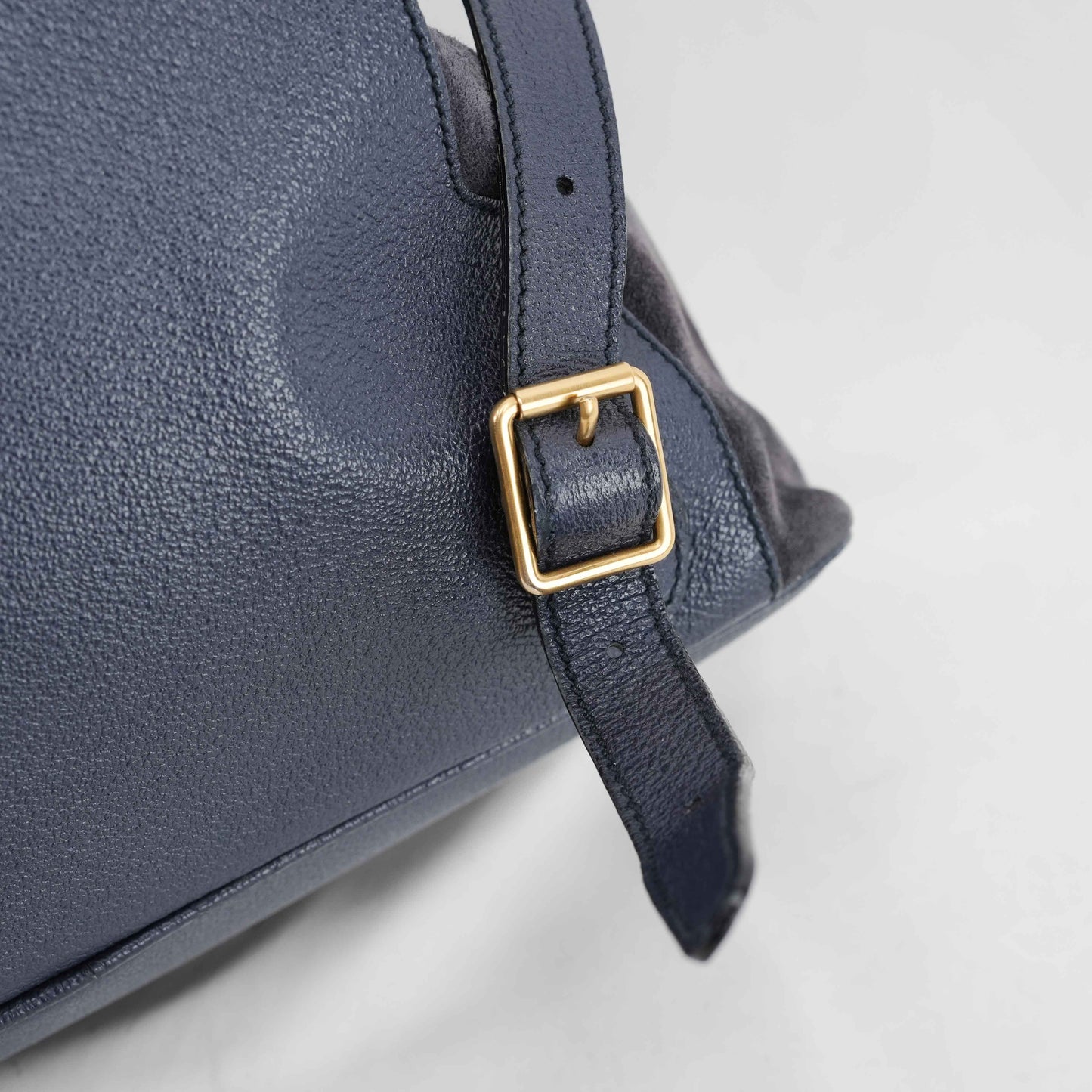 Gucci Vintage Bamboo/Leather & Suede Backpack in Navy Blue