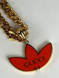 Authentic Gucci x Adidas Trefoil Golmet chain Necklace Orange