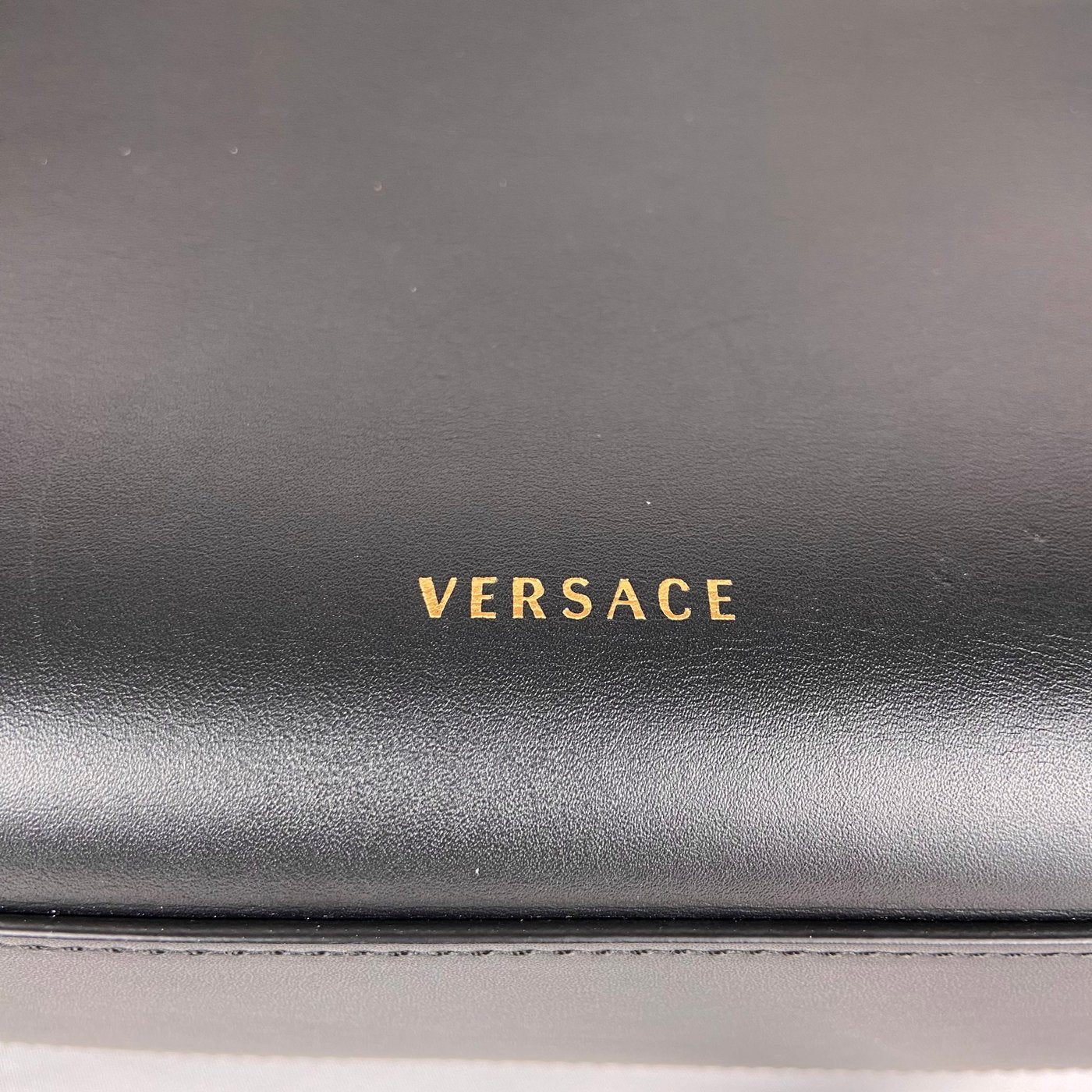 Versace Medusa Studded Dome Bag in Black Leather