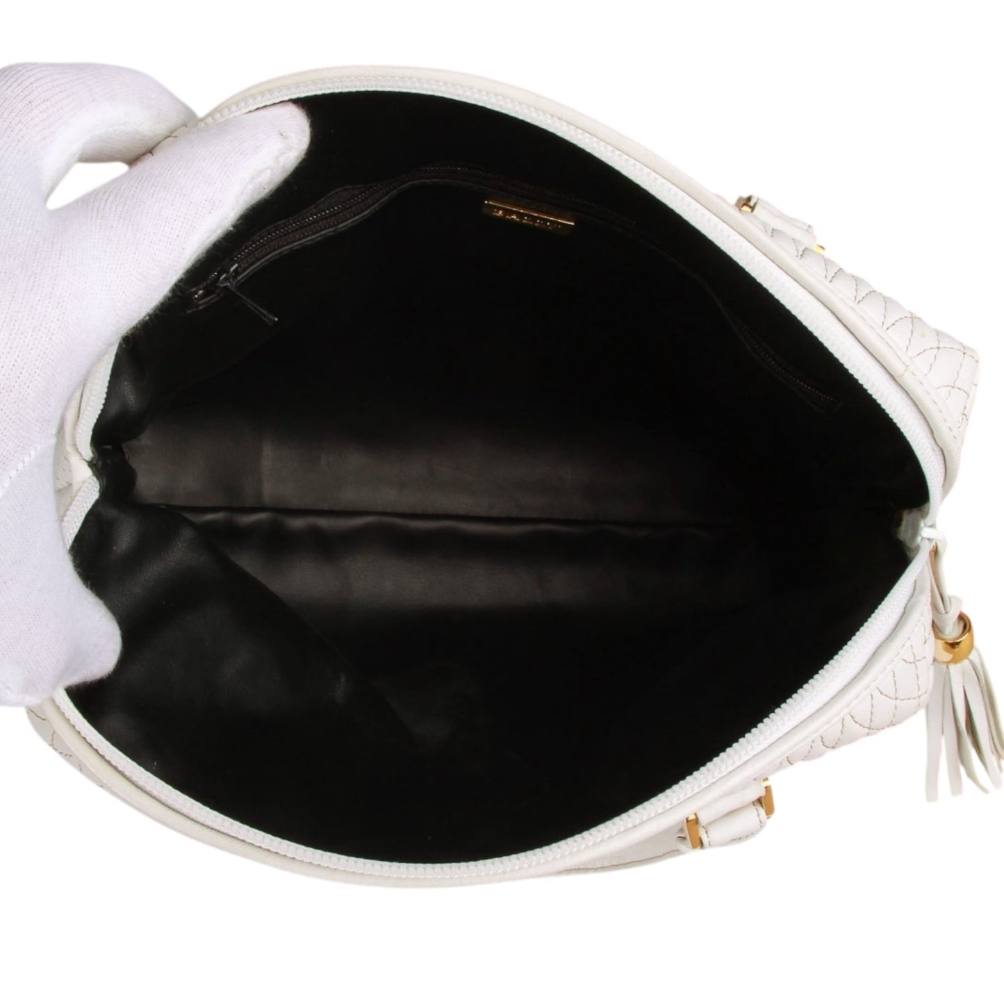 Bally white quilted leather handbag