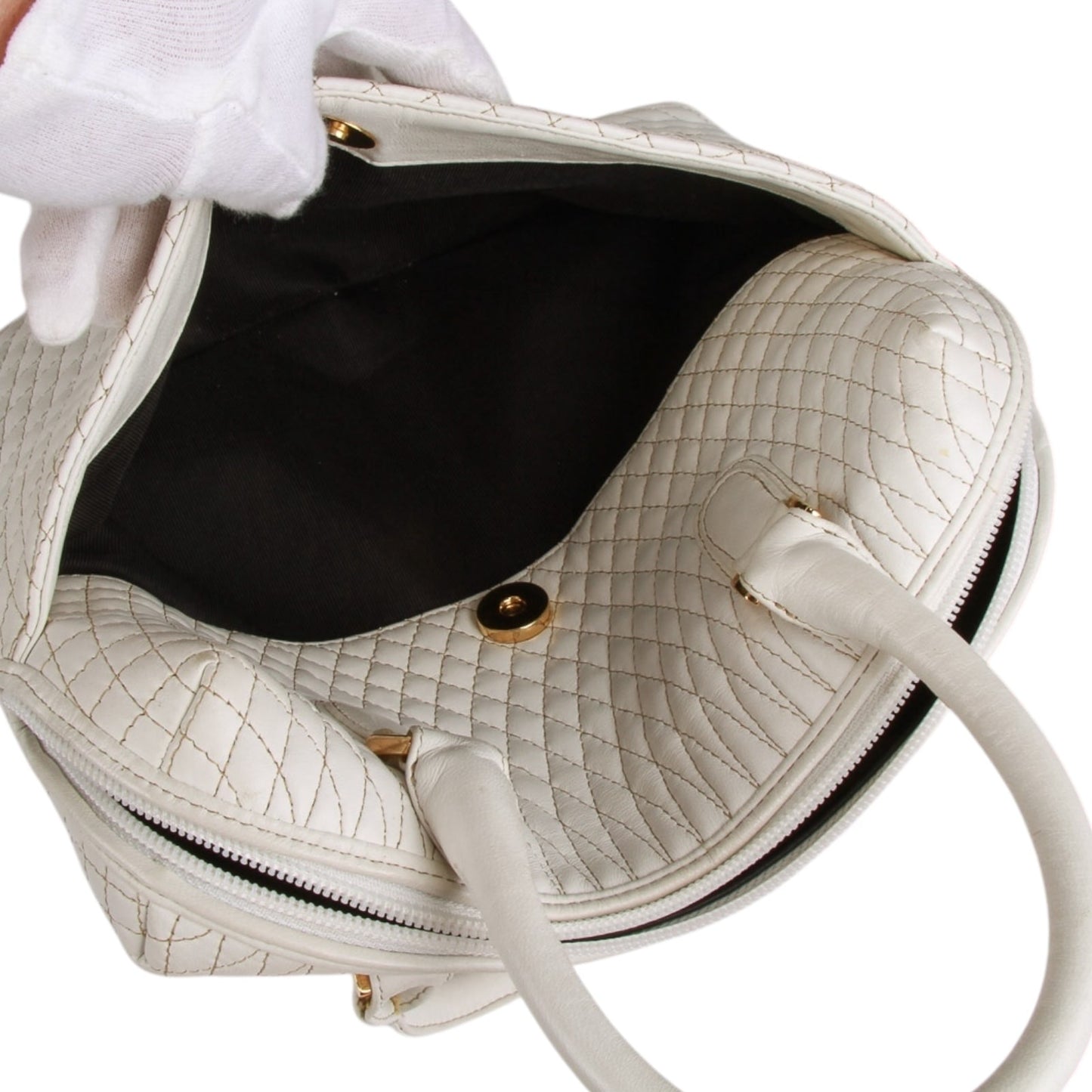 Bally white quilted leather handbag