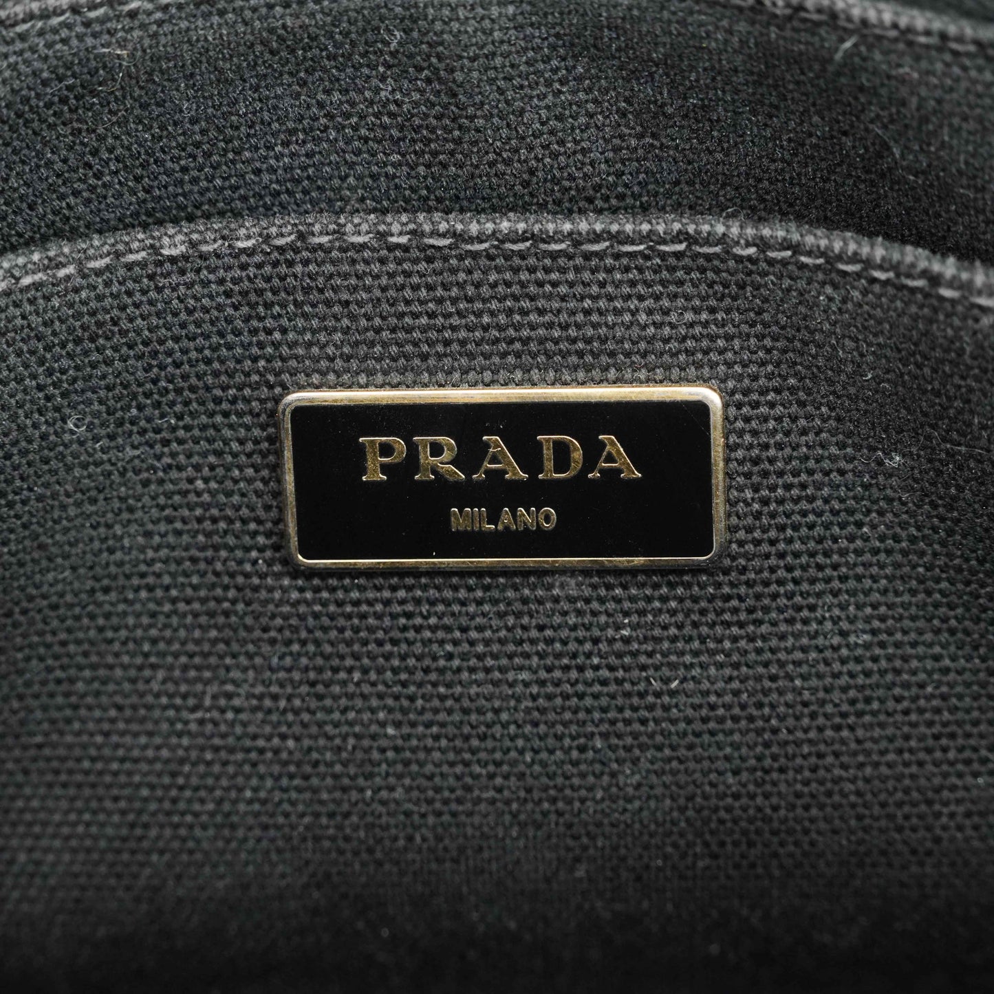 Authentic Prada Canapa Geometric Print Canvas Bag – Black/Blue