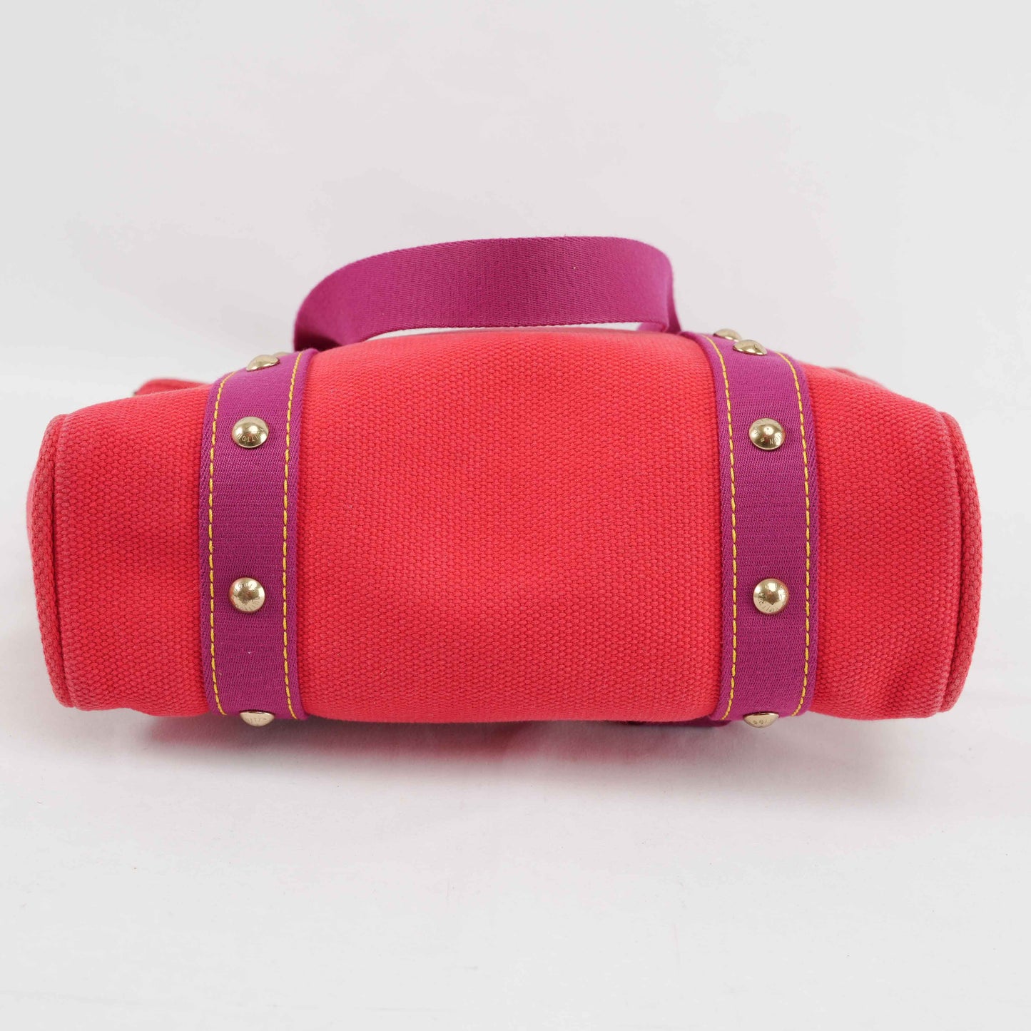 Louis Vuitton Antigua Cabas MM Tote Bag – Red Canvas with Fuchsia Straps