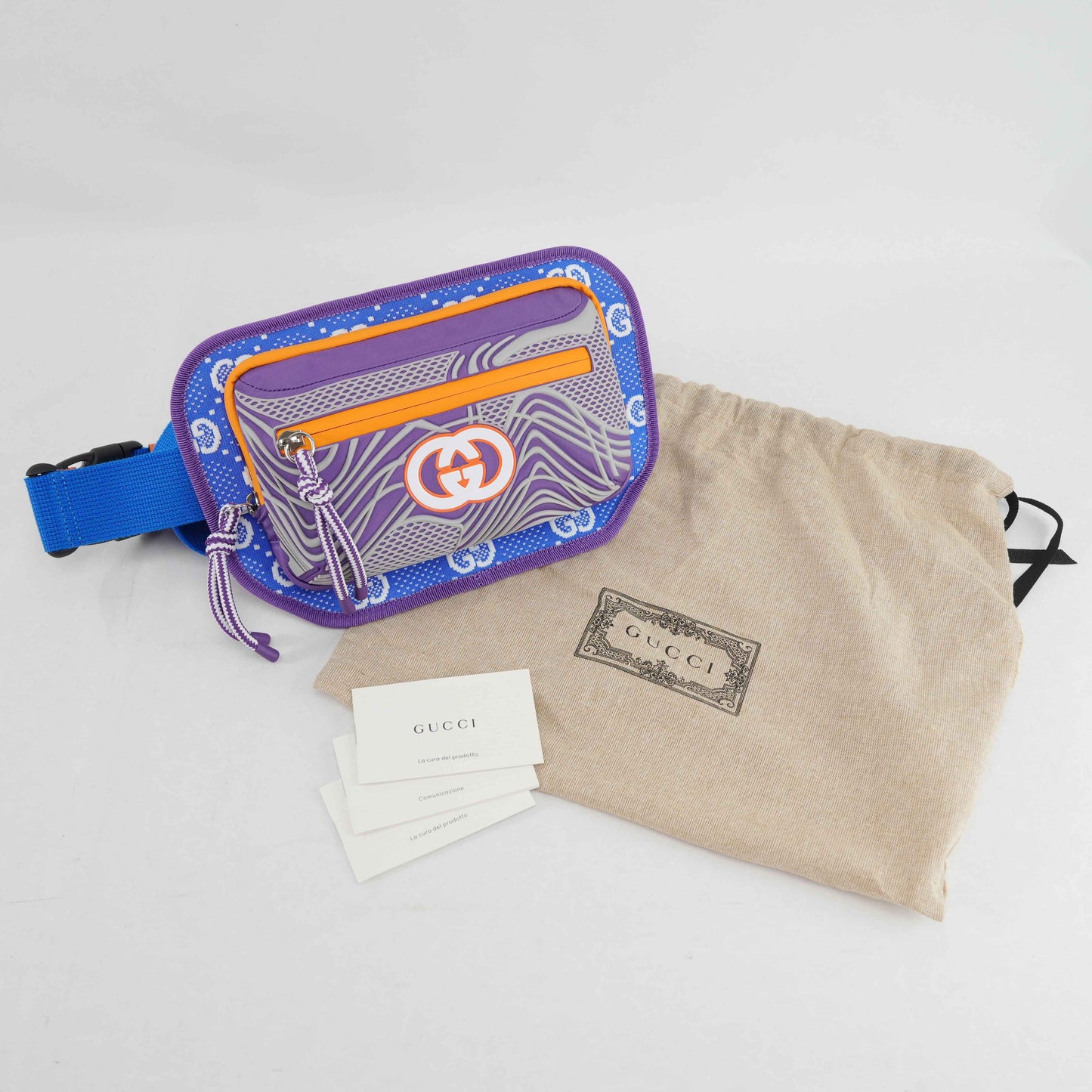 Gucci GG Multicolor Geometric Rubber Belt Bag – Purple/Orange/Blue