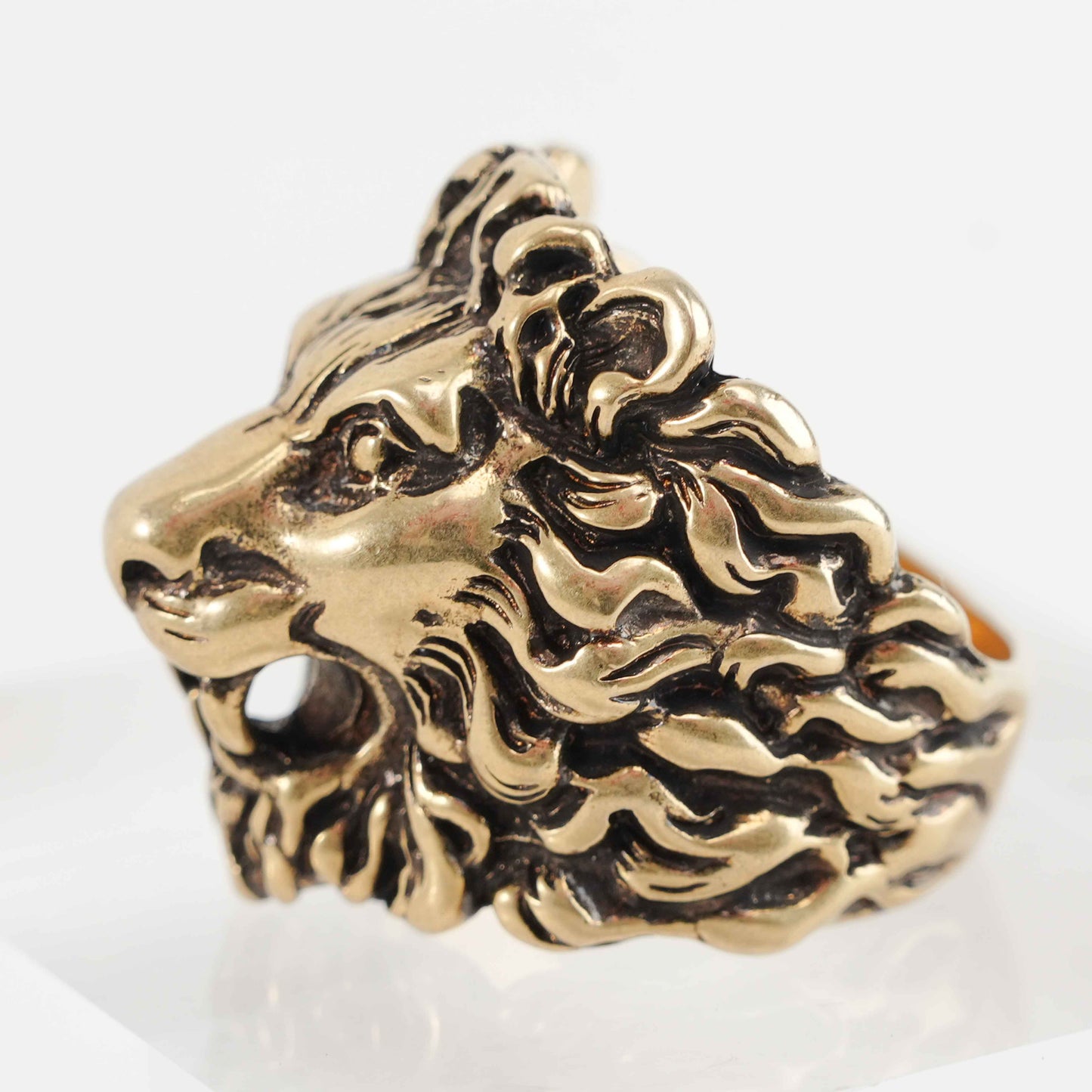 Gucci Lion Head Ring – Gold-Tone Brass – Size 25