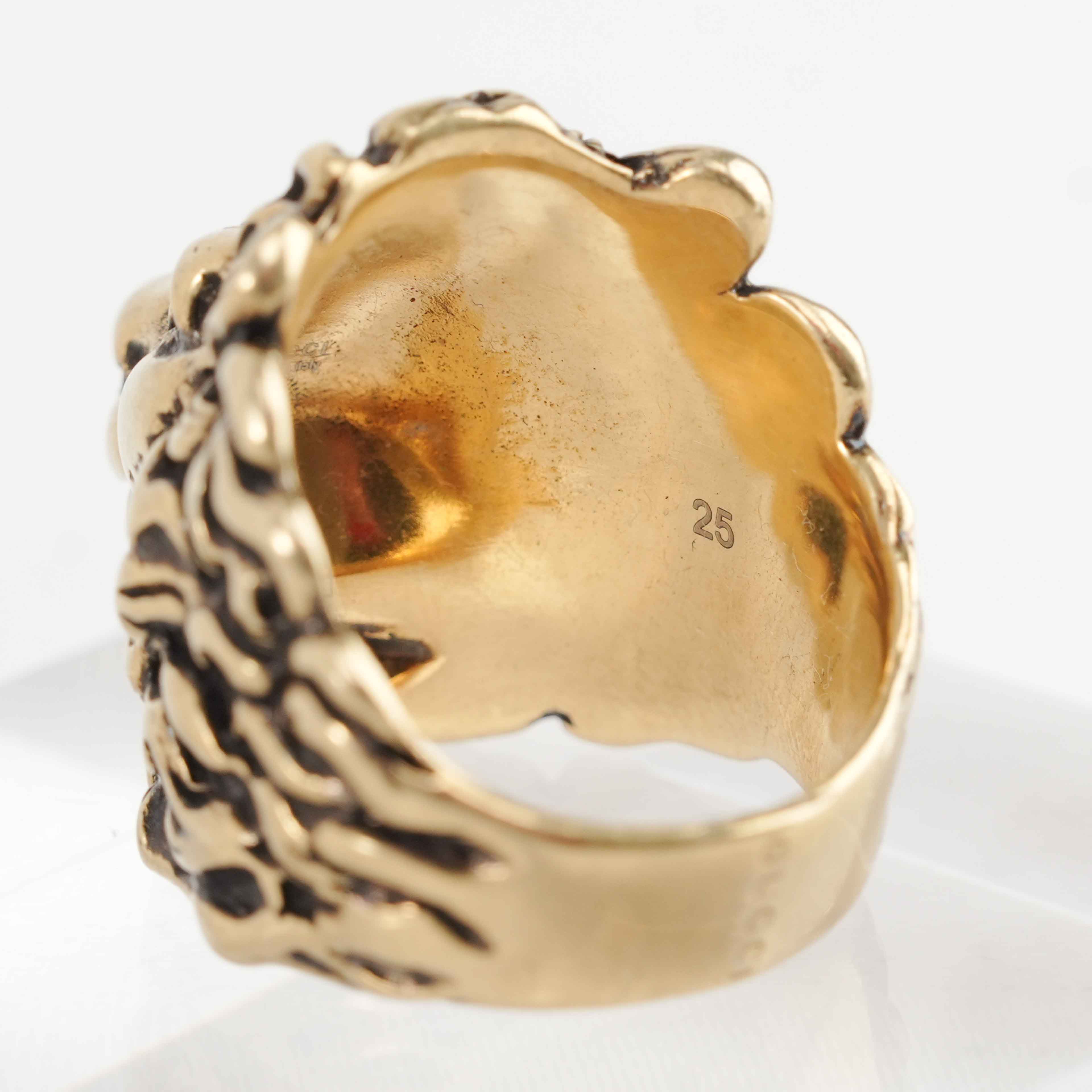 Gucci Lion Head Ring – Gold-Tone Brass – Size 25 – Connect Japan