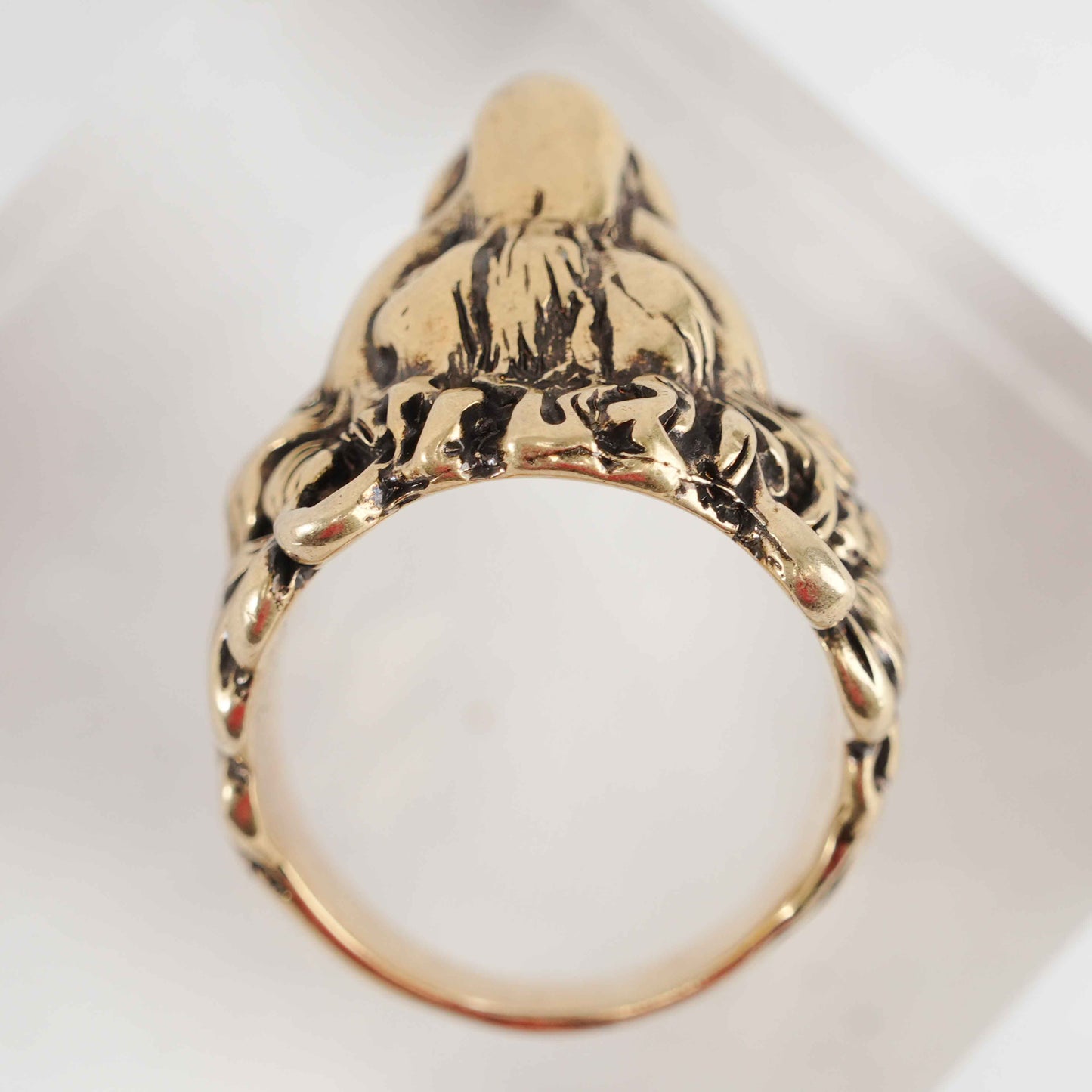 Gucci Lion Head Ring – Gold-Tone Brass – Size 25
