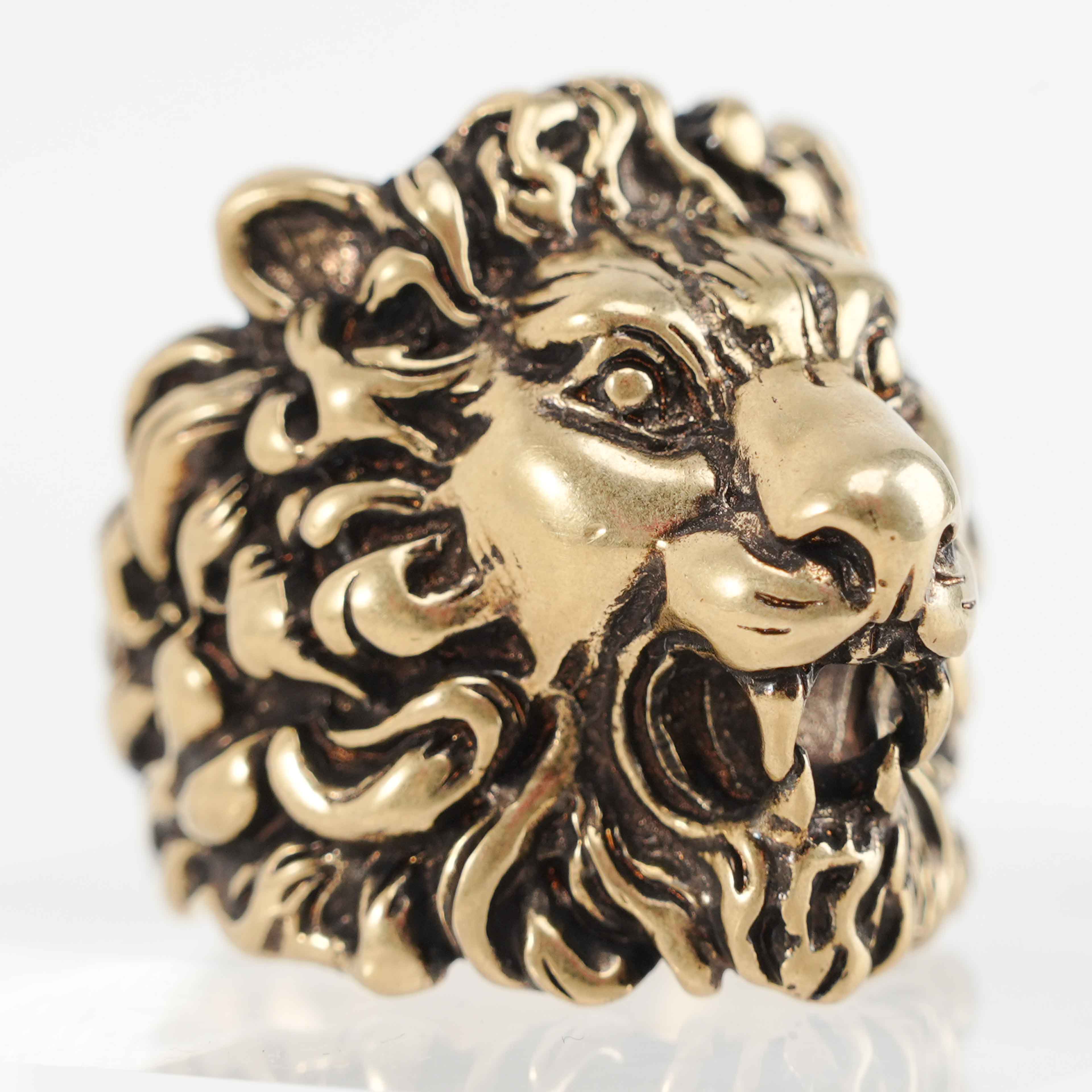 Gucci Lion Head Ring – Gold-Tone Brass – Size 25 – Connect Japan