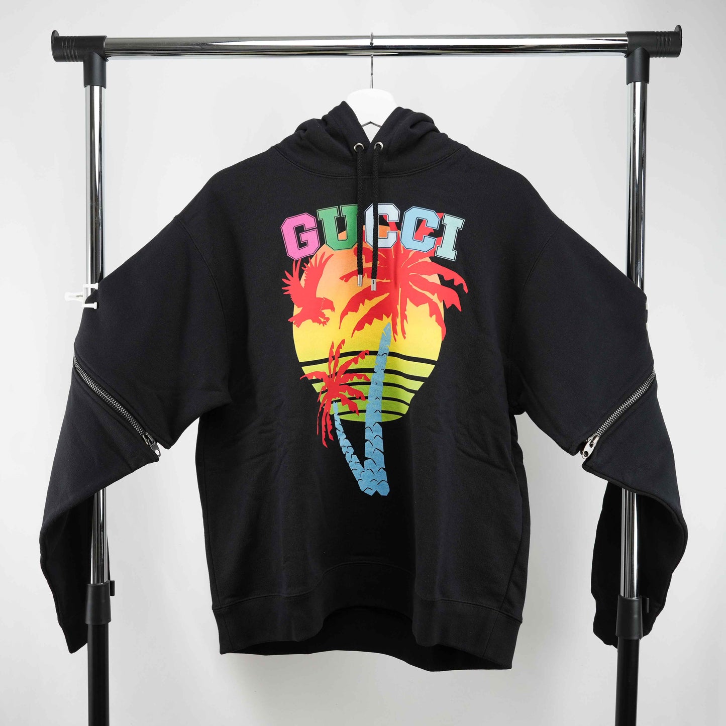 Gucci removable-sleeve Gucci Sunset-print hoodie