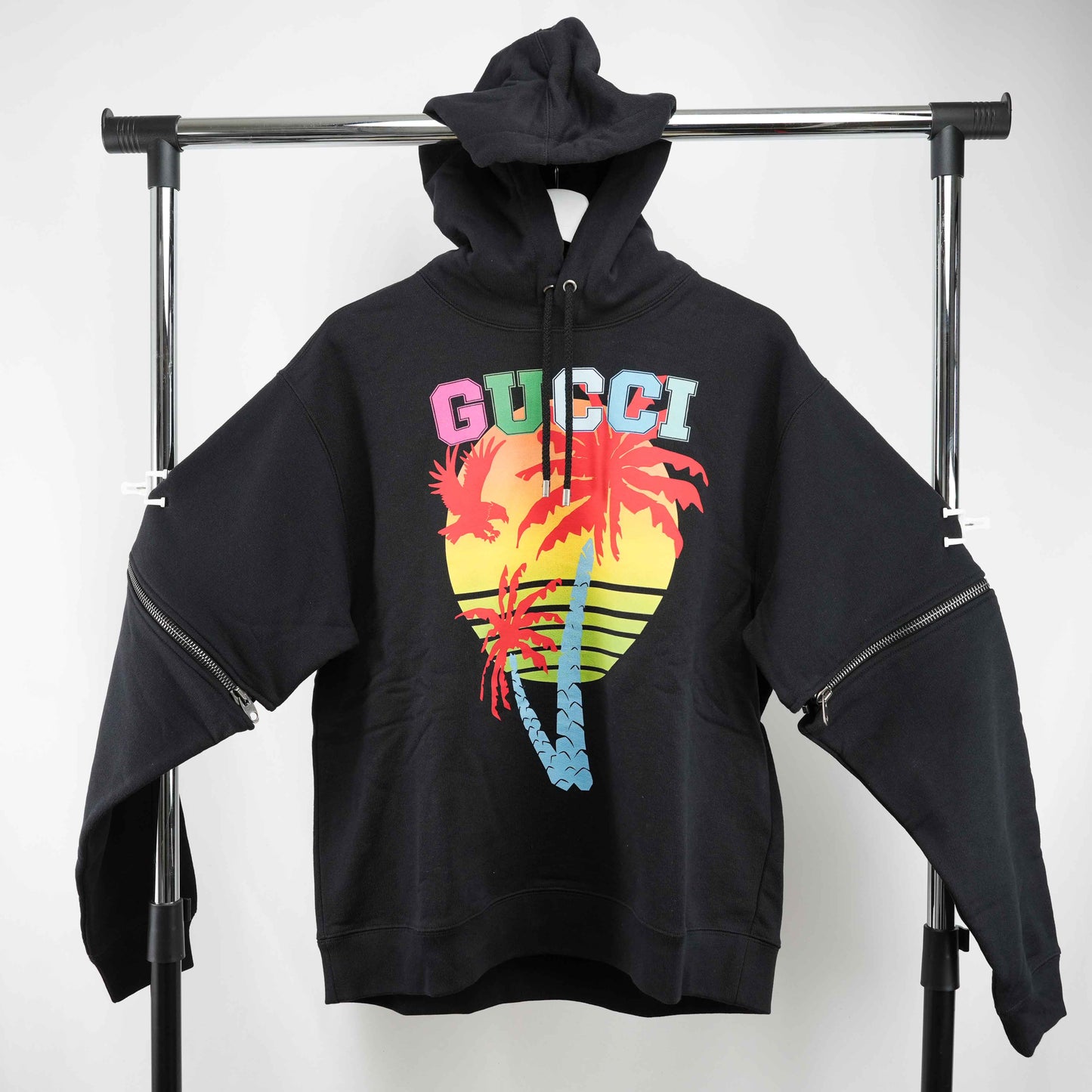 Gucci removable-sleeve Gucci Sunset-print hoodie