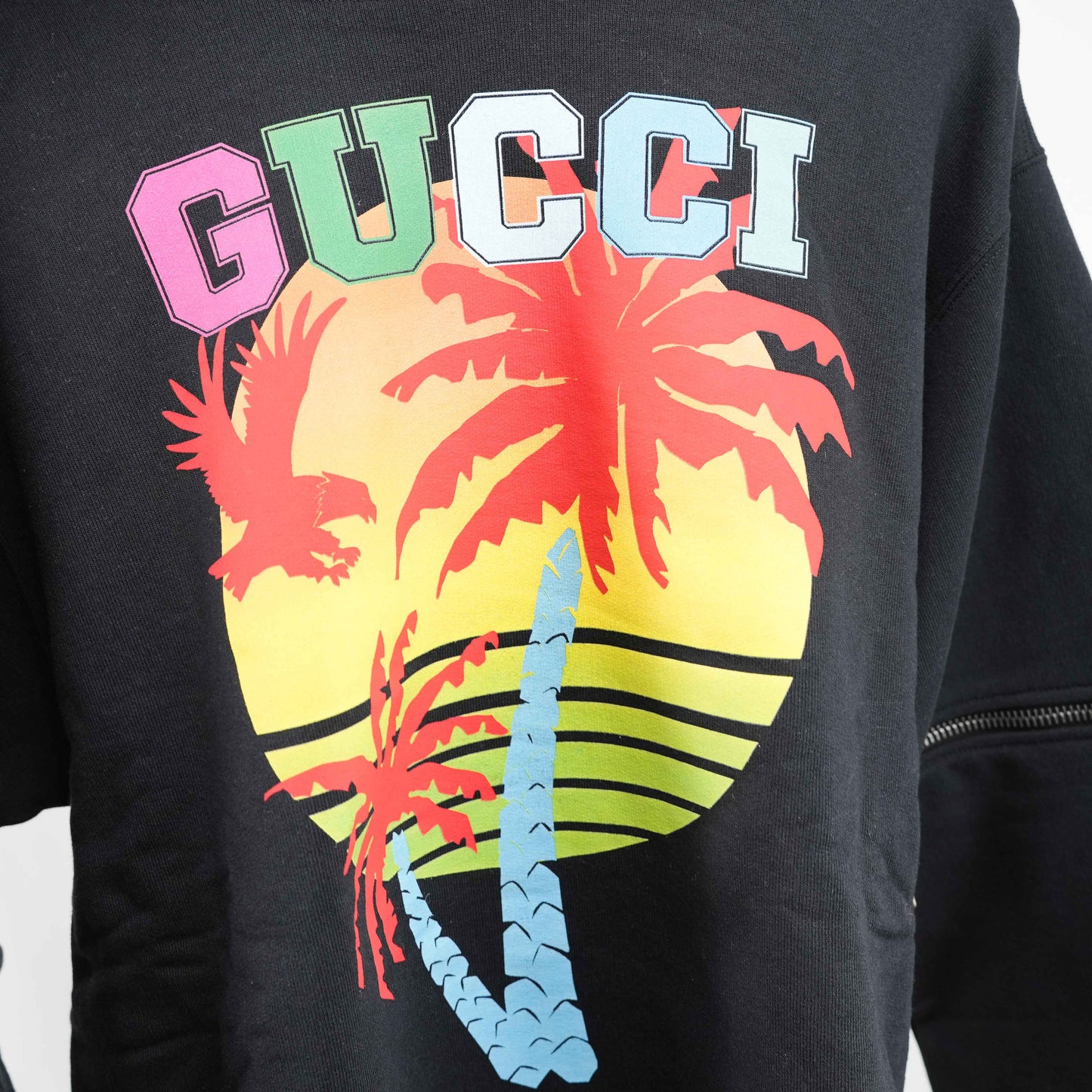Gucci removable-sleeve Gucci Sunset-print hoodie