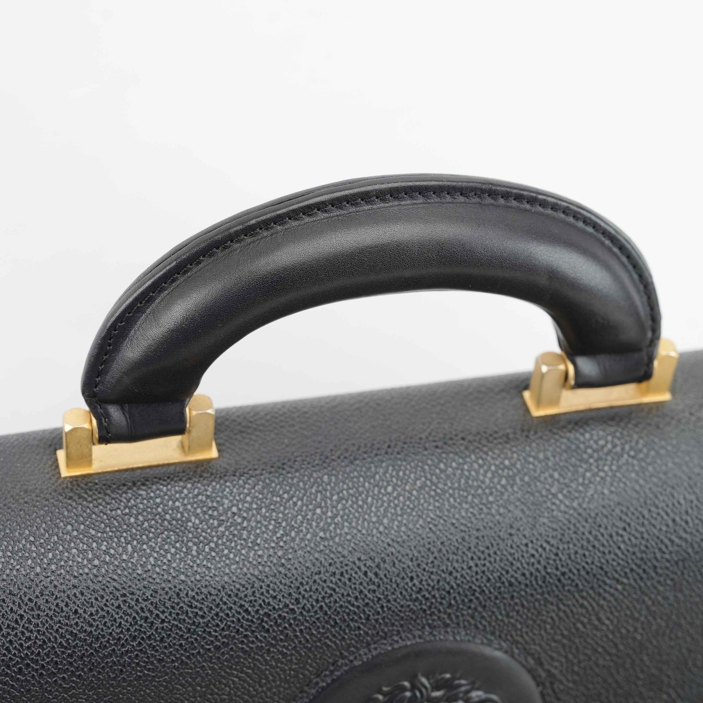 Gianni Versace Vintage Medusa Embossed Leather Briefcase – Black – 1990s