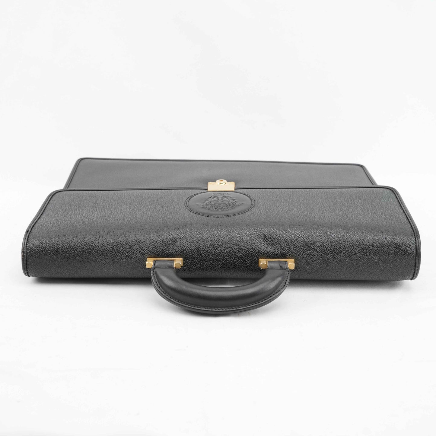Gianni Versace Vintage Medusa Embossed Leather Briefcase – Black – 1990s
