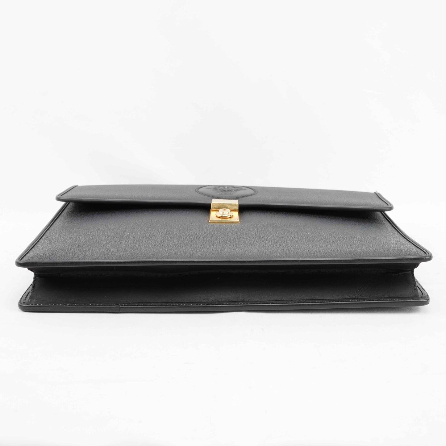 Gianni Versace Vintage Medusa Embossed Leather Briefcase – Black – 1990s