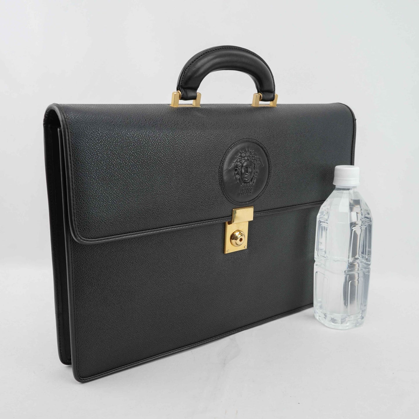 Gianni Versace Vintage Medusa Embossed Leather Briefcase – Black – 1990s