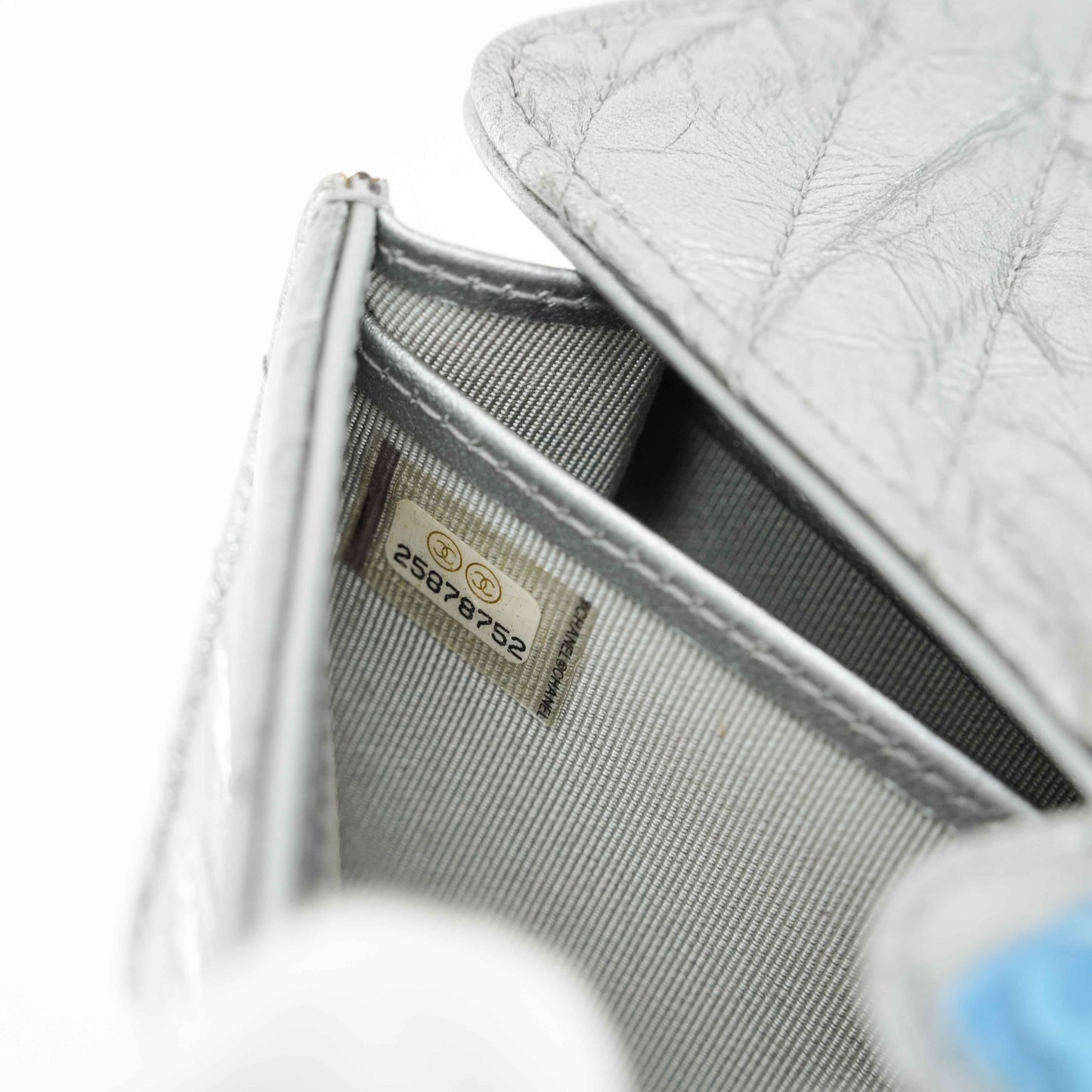 Chanel Metallic Silver Quilted Leather Wallet