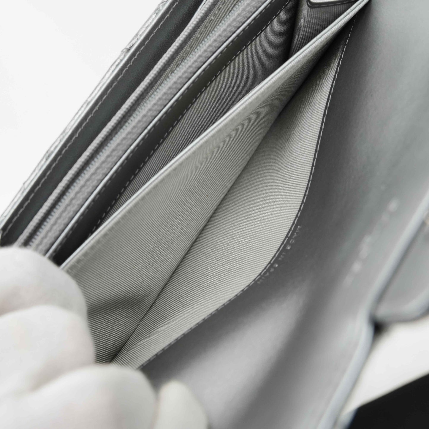 Chanel Metallic Silver Quilted Leather Wallet