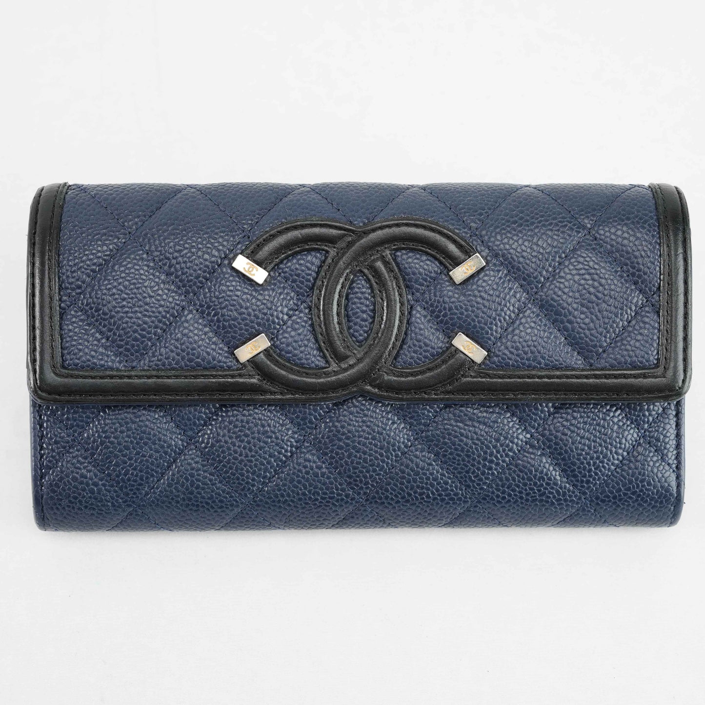 Chanel Timeless CC Long Wallet in Navy Blue Caviar Leather
