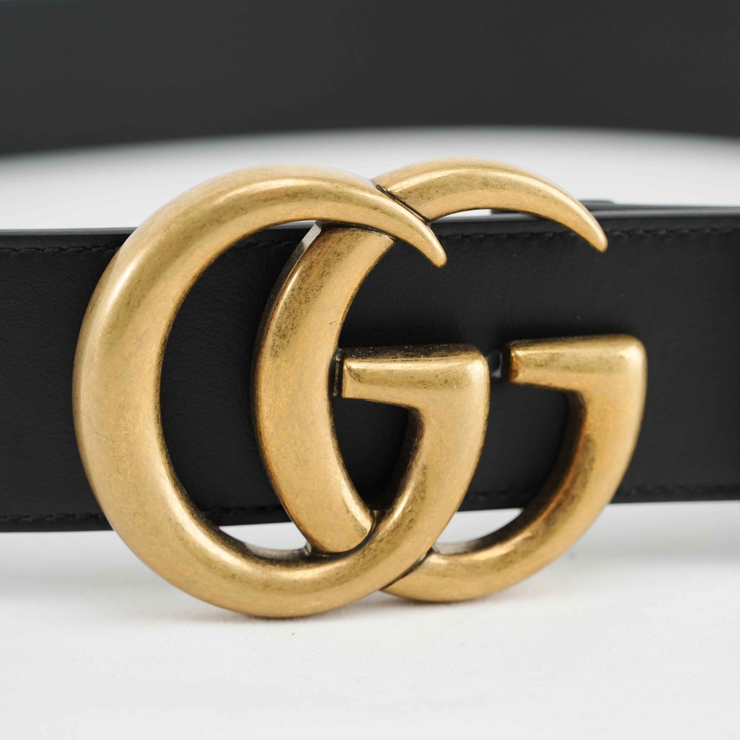 Gucci GG Supreme Canvas Belt with Aged Gold-Tone Buckle