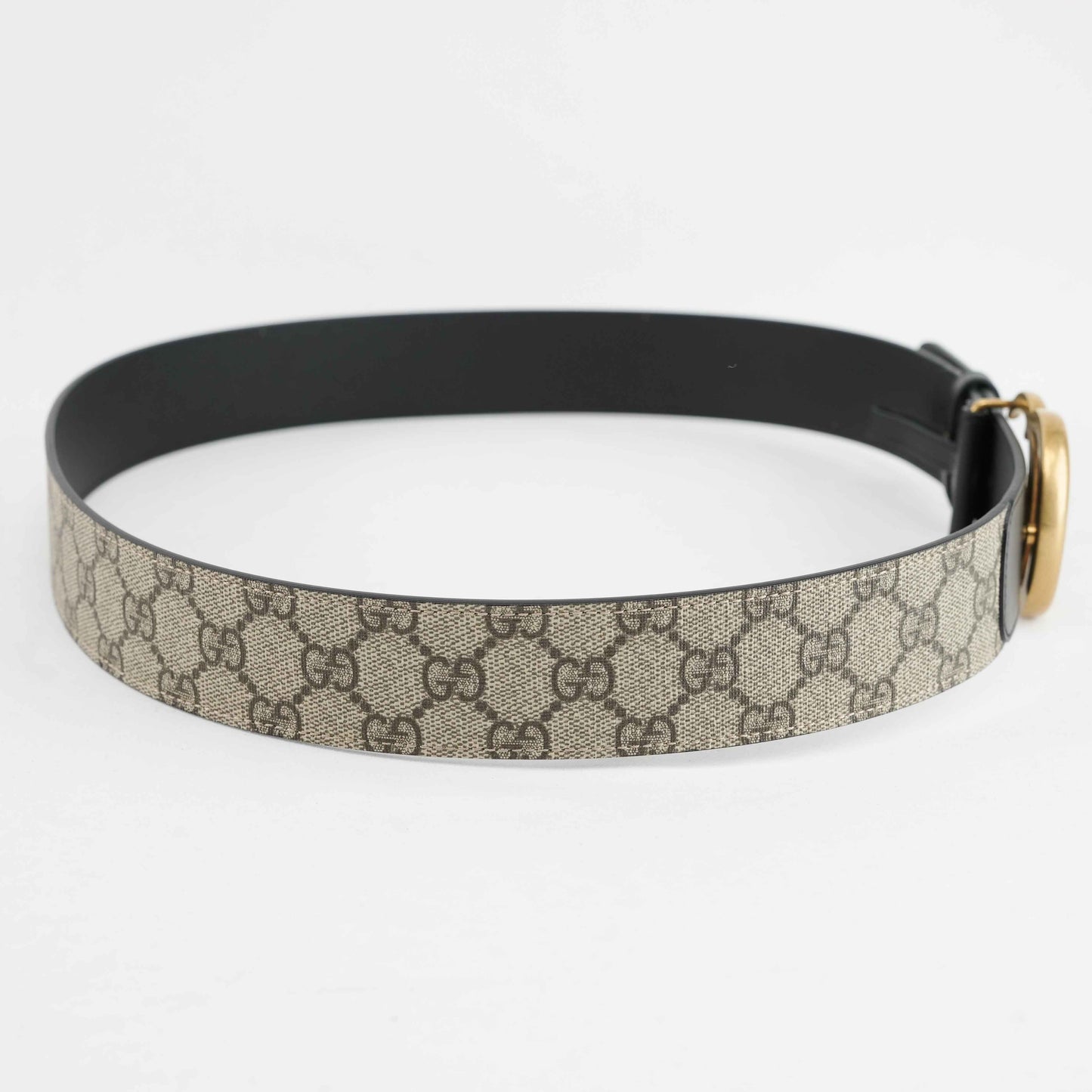 Gucci GG Supreme Canvas Belt with Aged Gold-Tone Buckle