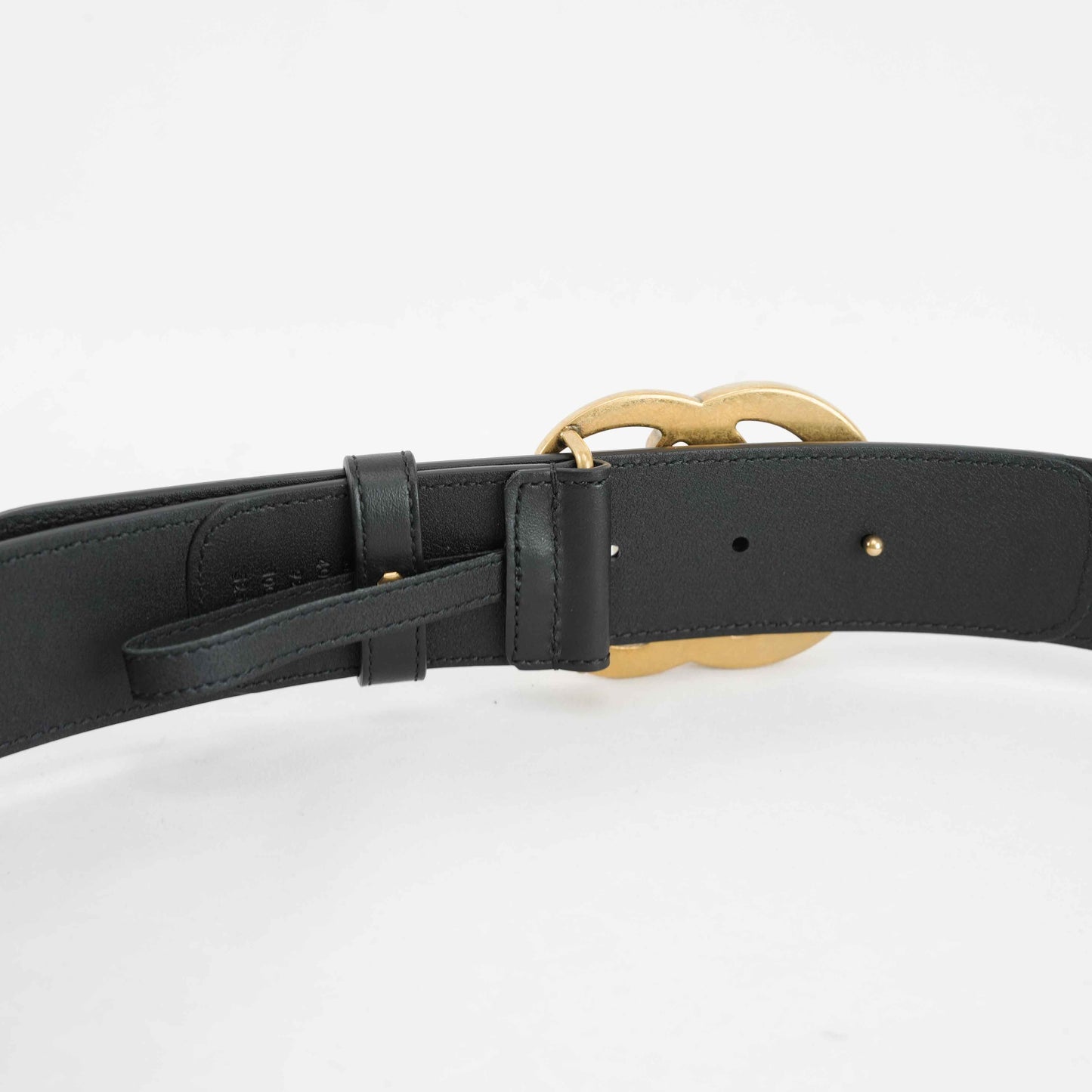 Gucci GG Supreme Canvas Belt with Aged Gold-Tone Buckle