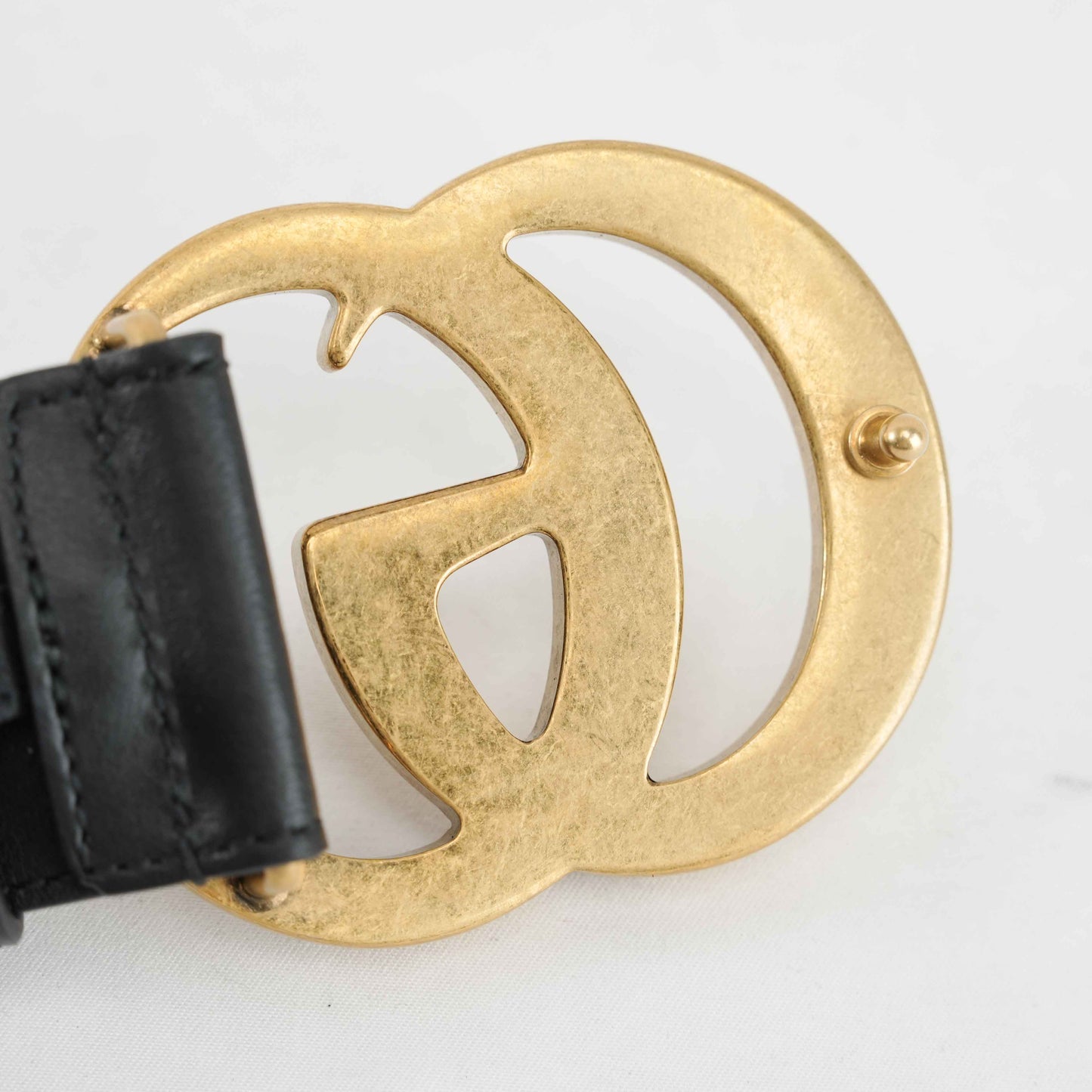 Gucci GG Supreme Canvas Belt with Aged Gold-Tone Buckle