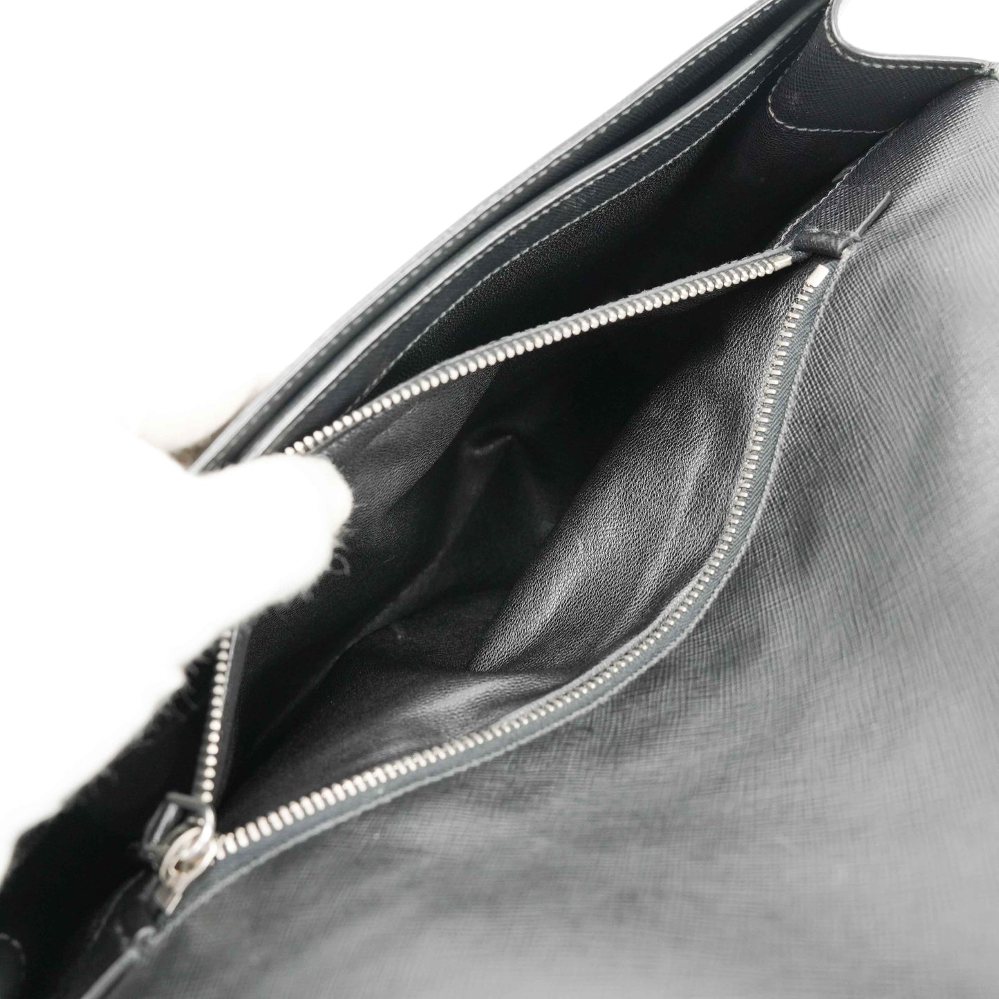 Prada Black Studded Saffiano Leather Clutch Bag