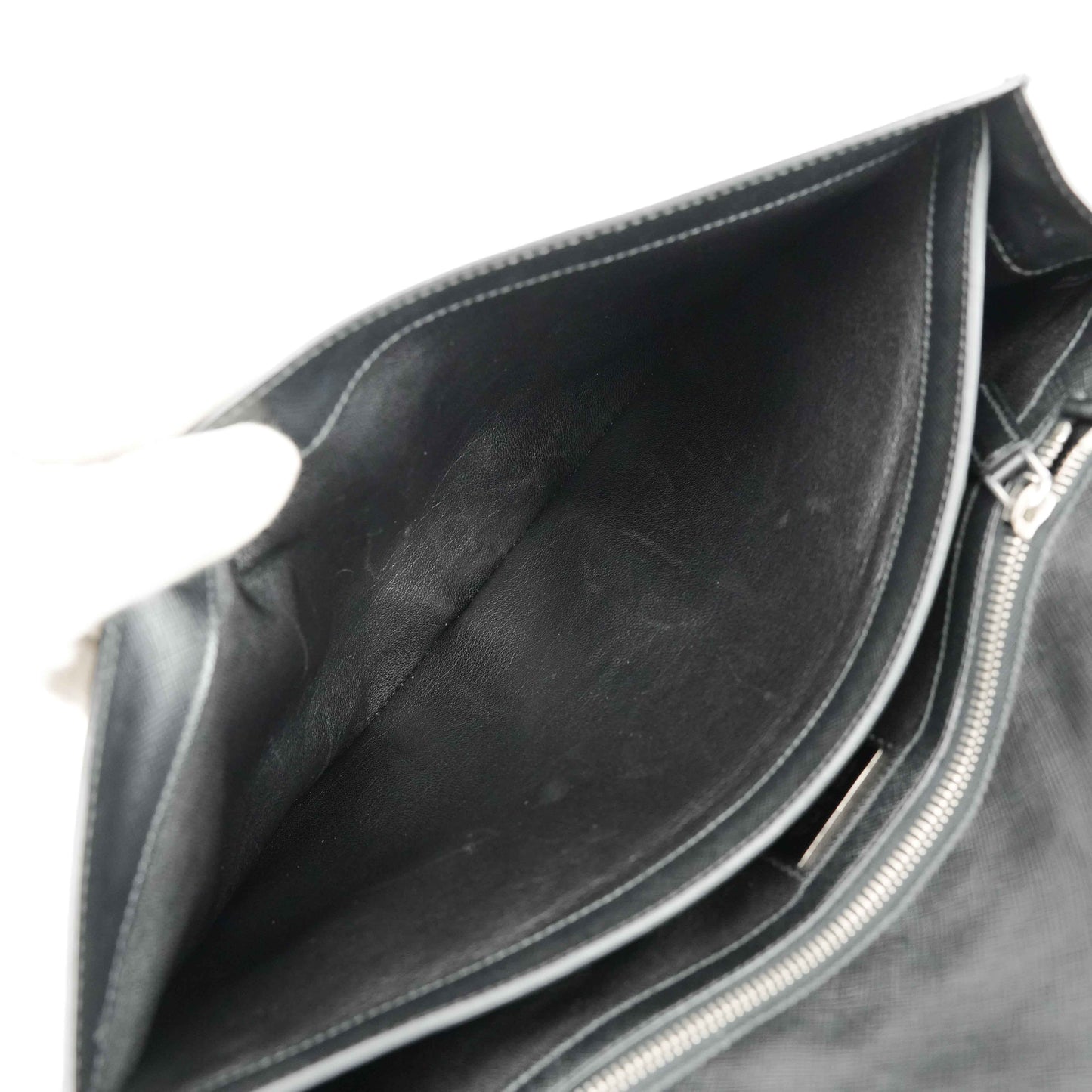 Prada Black Studded Saffiano Leather Clutch Bag