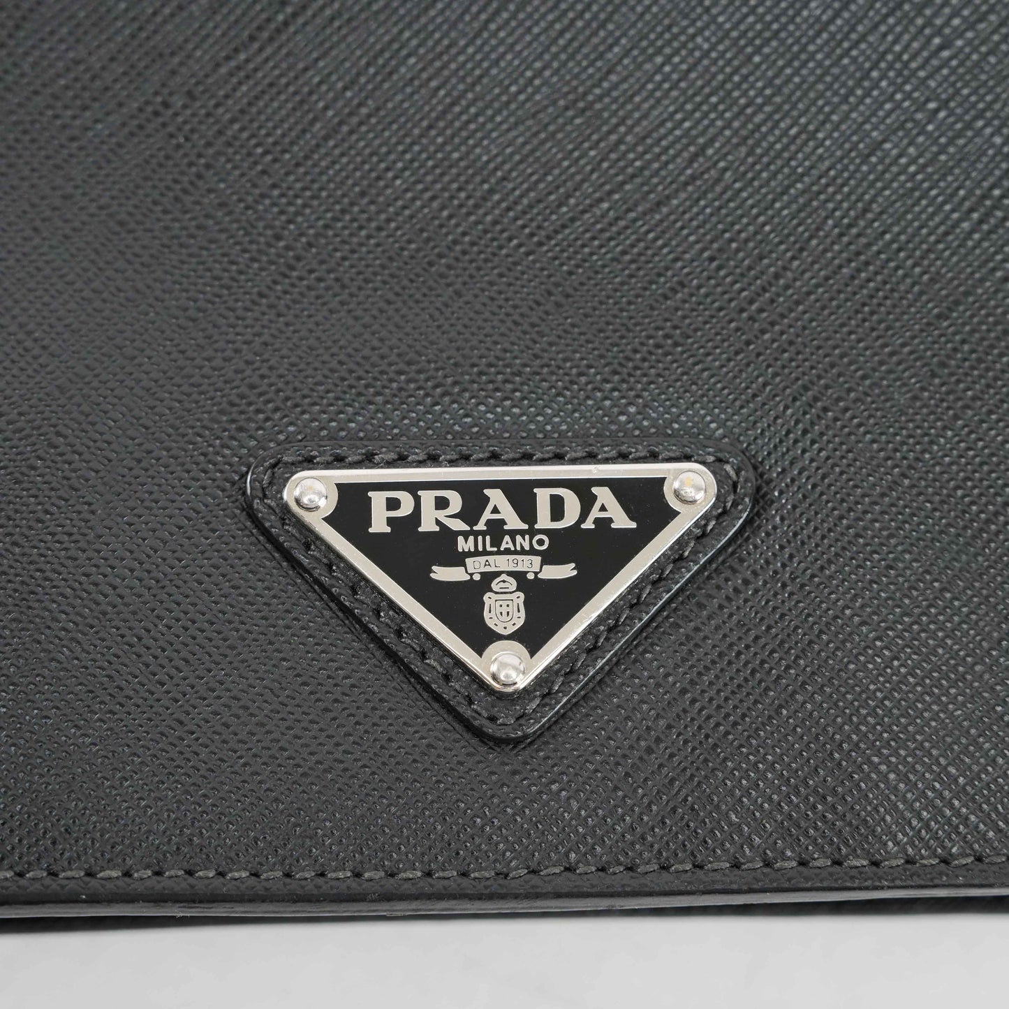 Prada Black Studded Saffiano Leather Clutch Bag