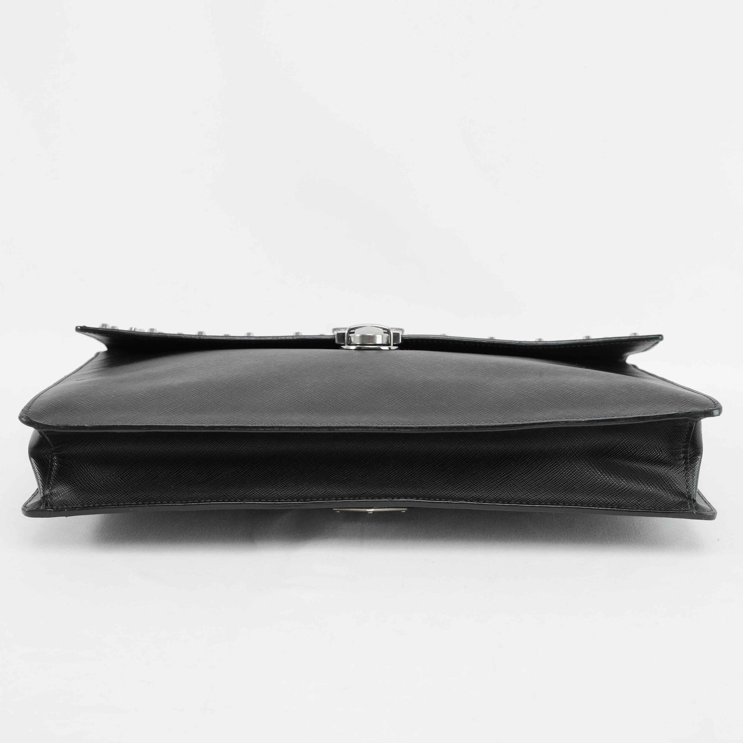 Prada Black Studded Saffiano Leather Clutch Bag