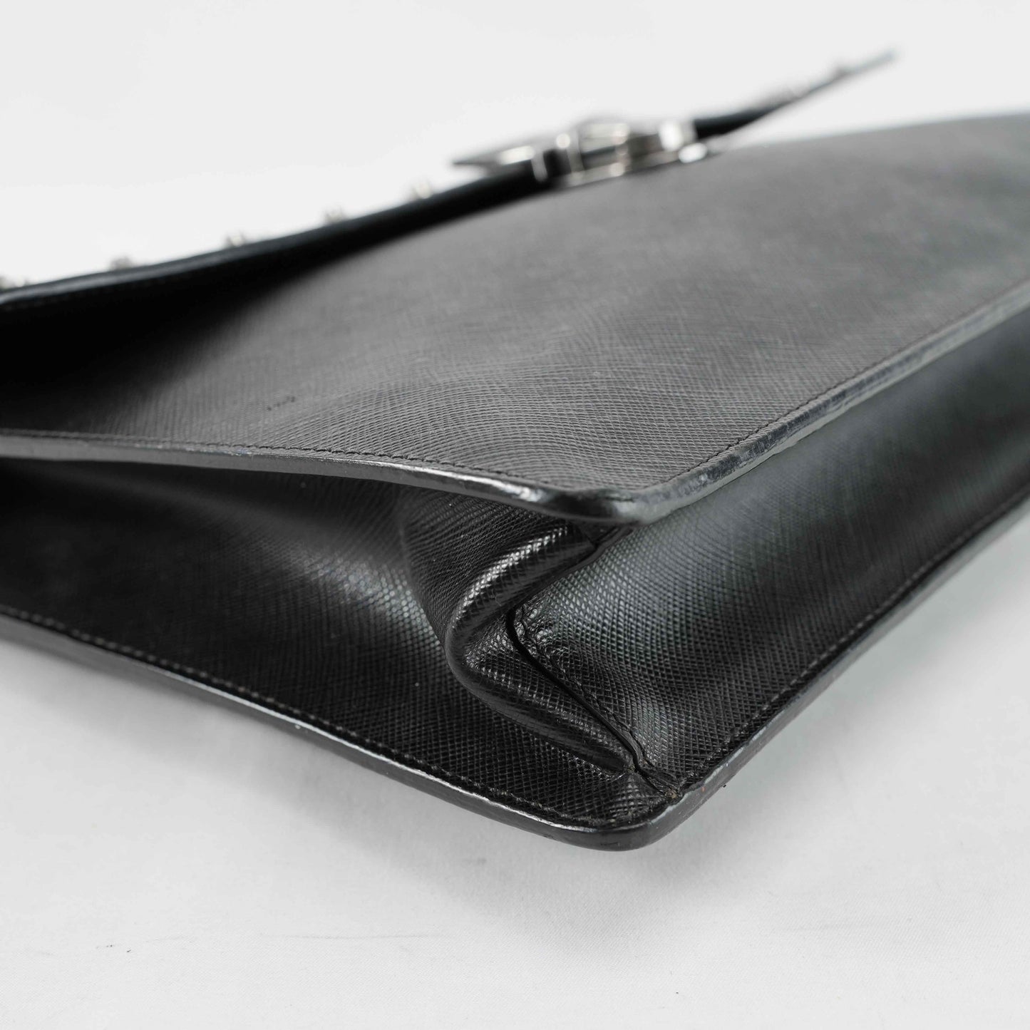 Prada Black Studded Saffiano Leather Clutch Bag