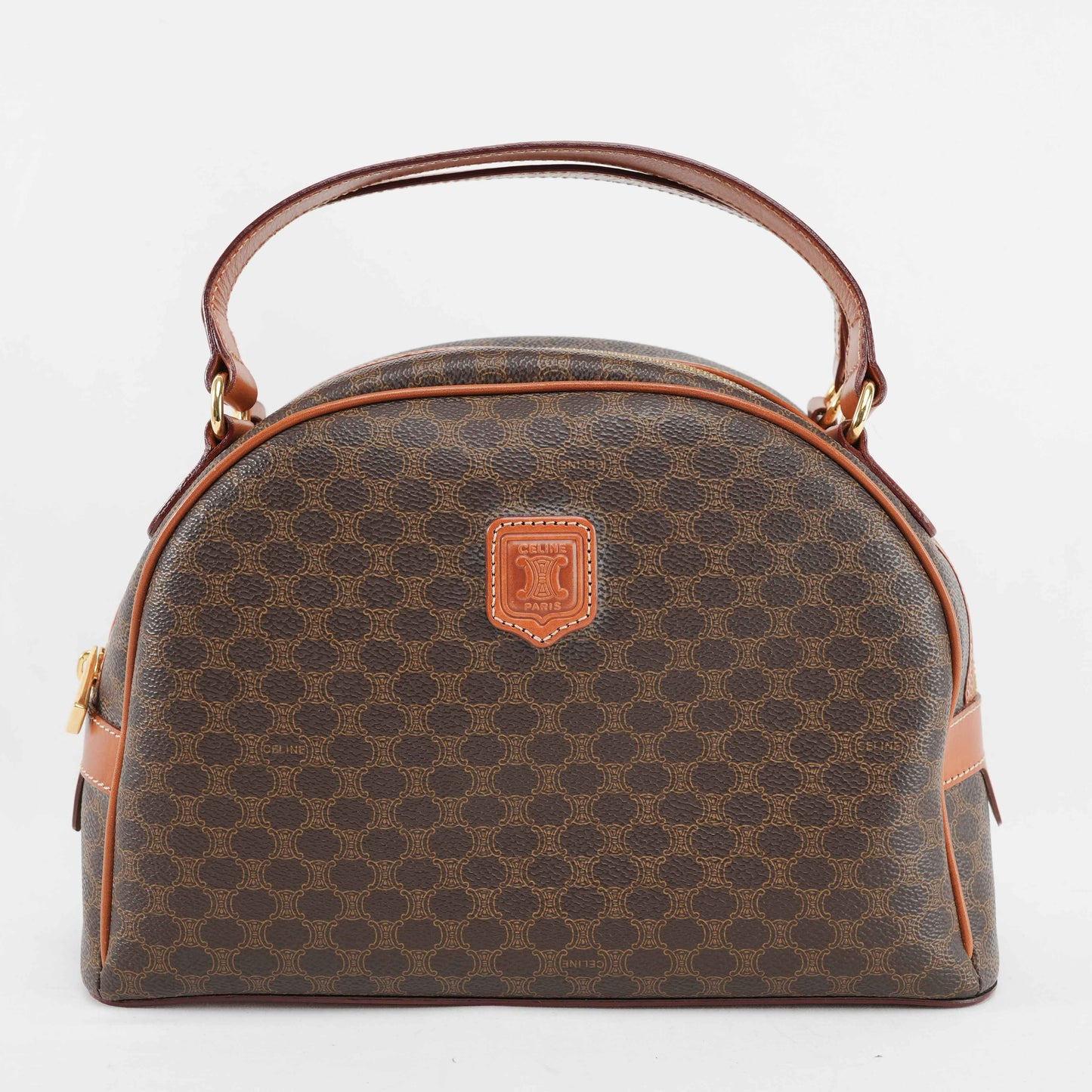 Authentic Céline Macadam Coated Canvas Boston Bag