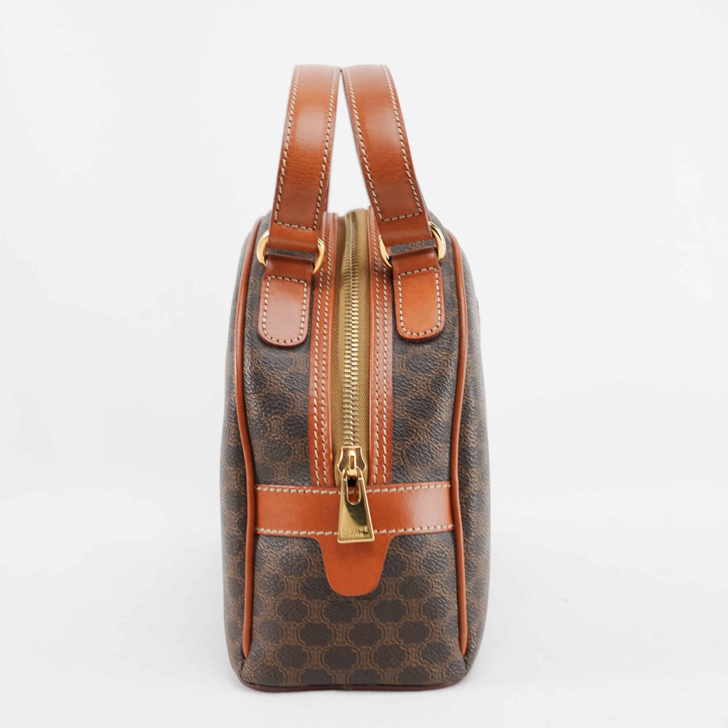 Authentic Céline Macadam Coated Canvas Boston Bag