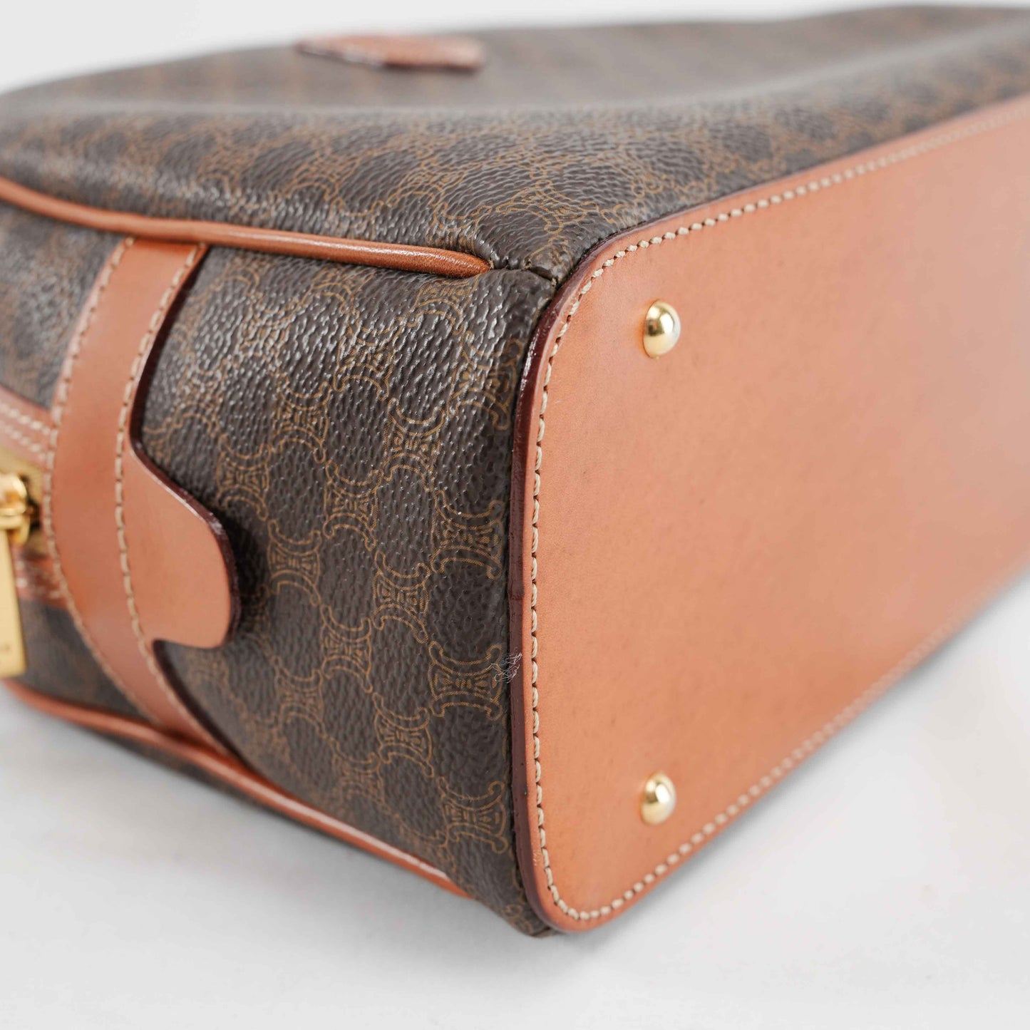 Authentic Céline Macadam Coated Canvas Boston Bag