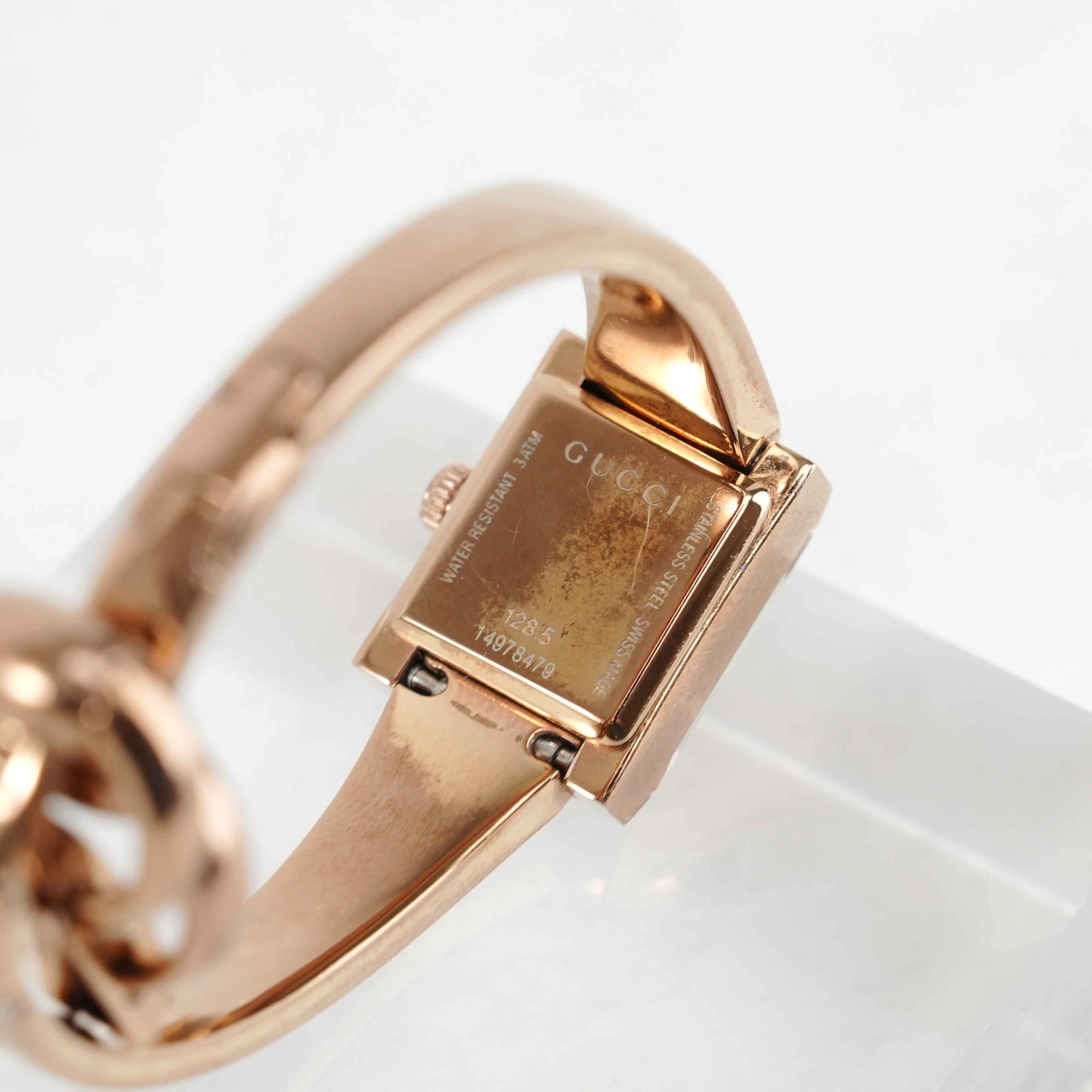 Gucci Women's Rose Gold-Tone Stainless Steel Bangle Watch