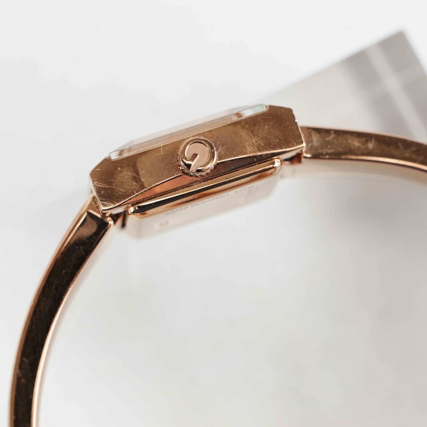 Gucci Women's Rose Gold-Tone Stainless Steel Bangle Watch