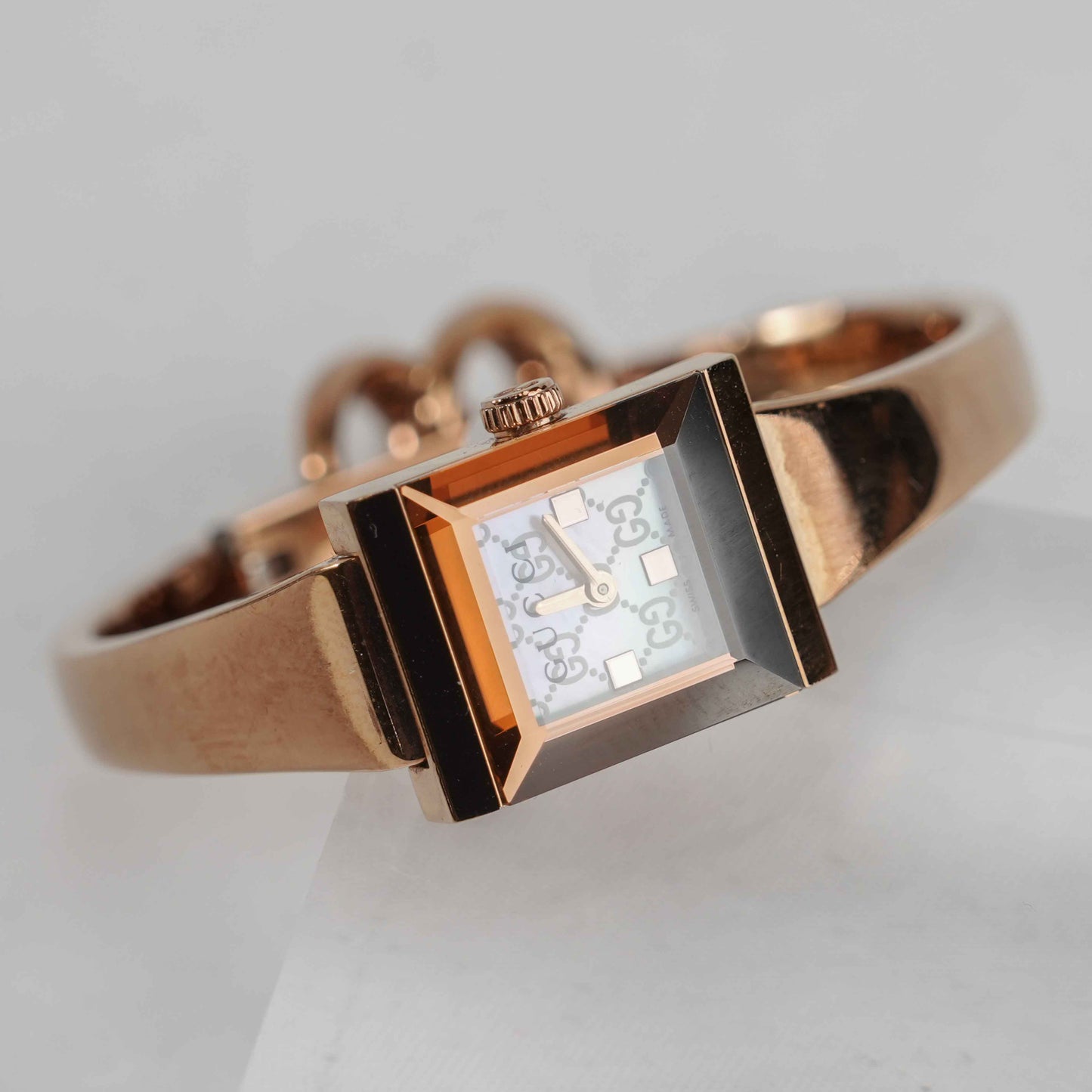 Gucci Women's Rose Gold-Tone Stainless Steel Bangle Watch