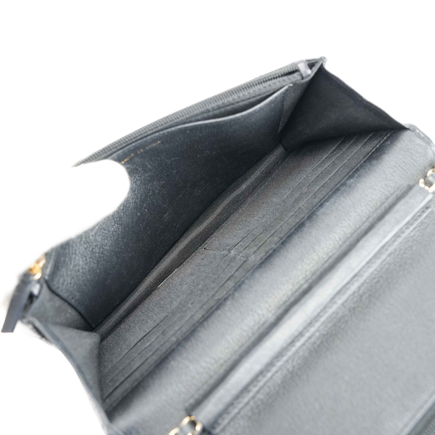 Chanel Camellia Motif Wallet on Chain Black Lambskin Leather Crossbody Bag