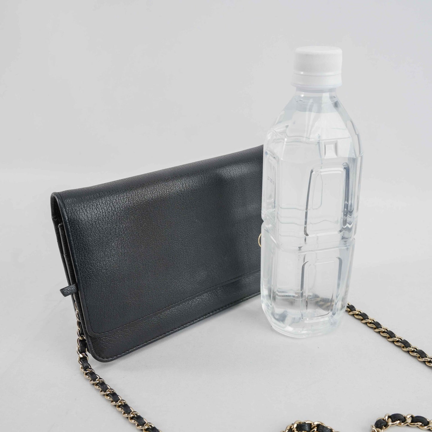 Chanel Camellia Motif Wallet on Chain Black Lambskin Leather Crossbody Bag