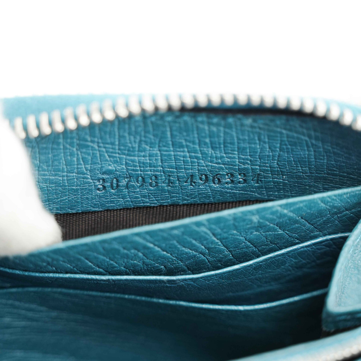 Gucci Teal Blue Ostrich Leather Zip-Around Wallet with Bamboo Tassel