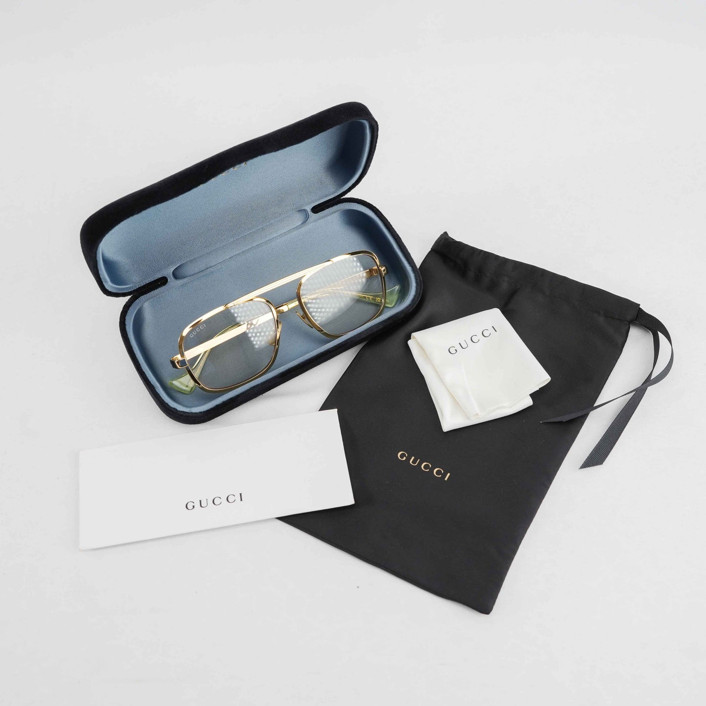 Authentic Gucci GG1250S 001 Gold Metal Aviator Eyeglasses